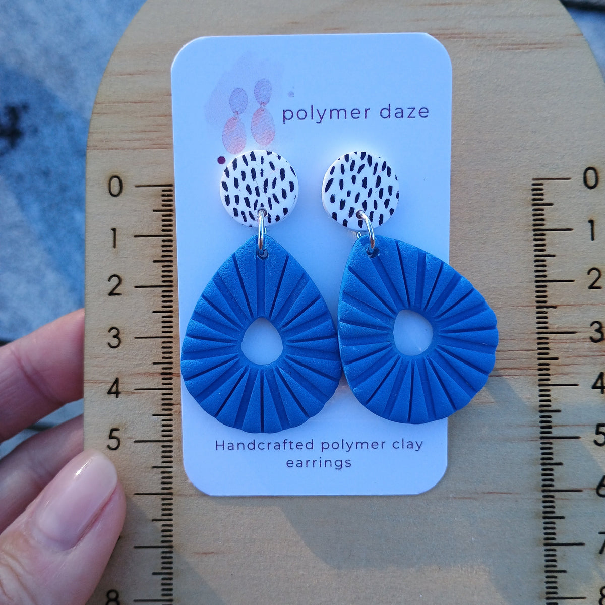Blue earrings with painted stud top