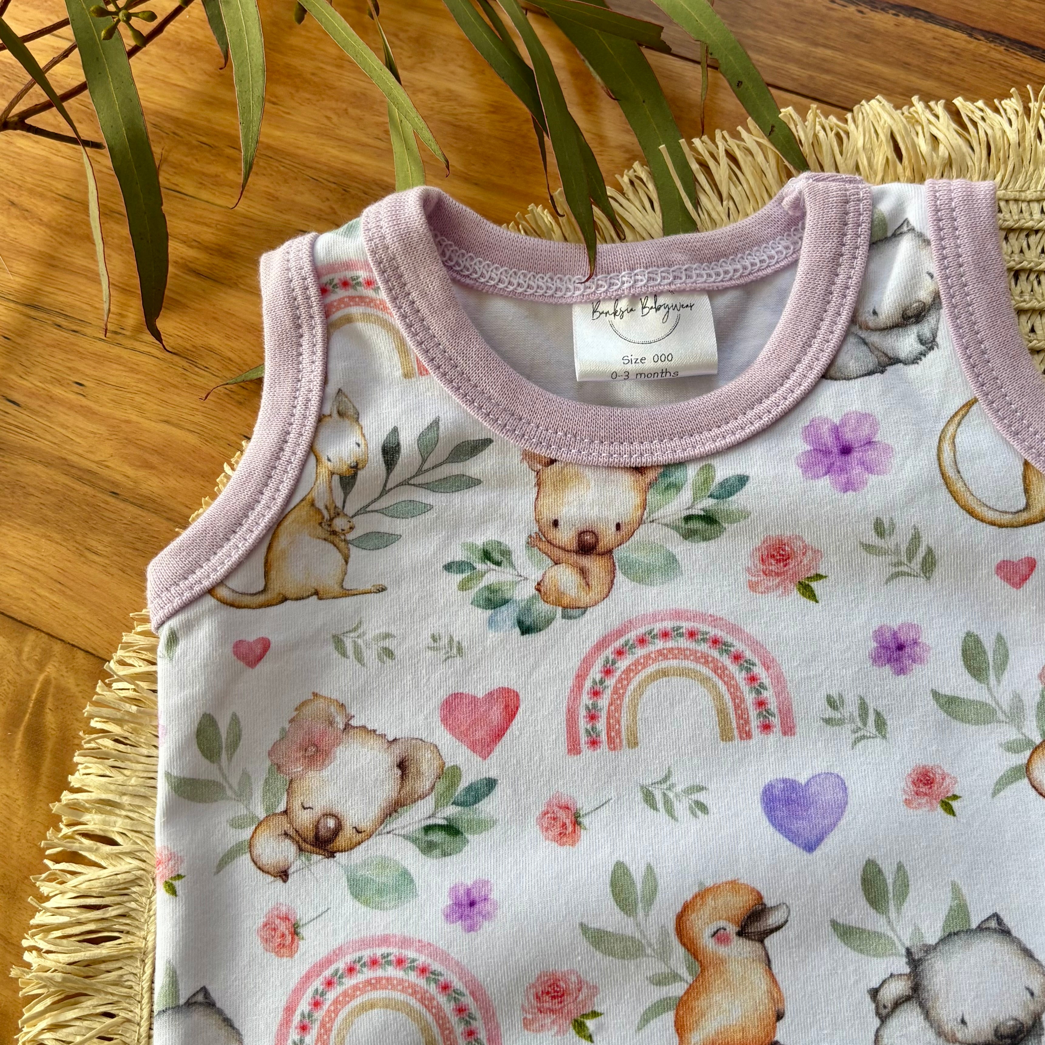 Baby Tank Bodysuit | Koala Dreams | Size premmie to 2 | Made to Order