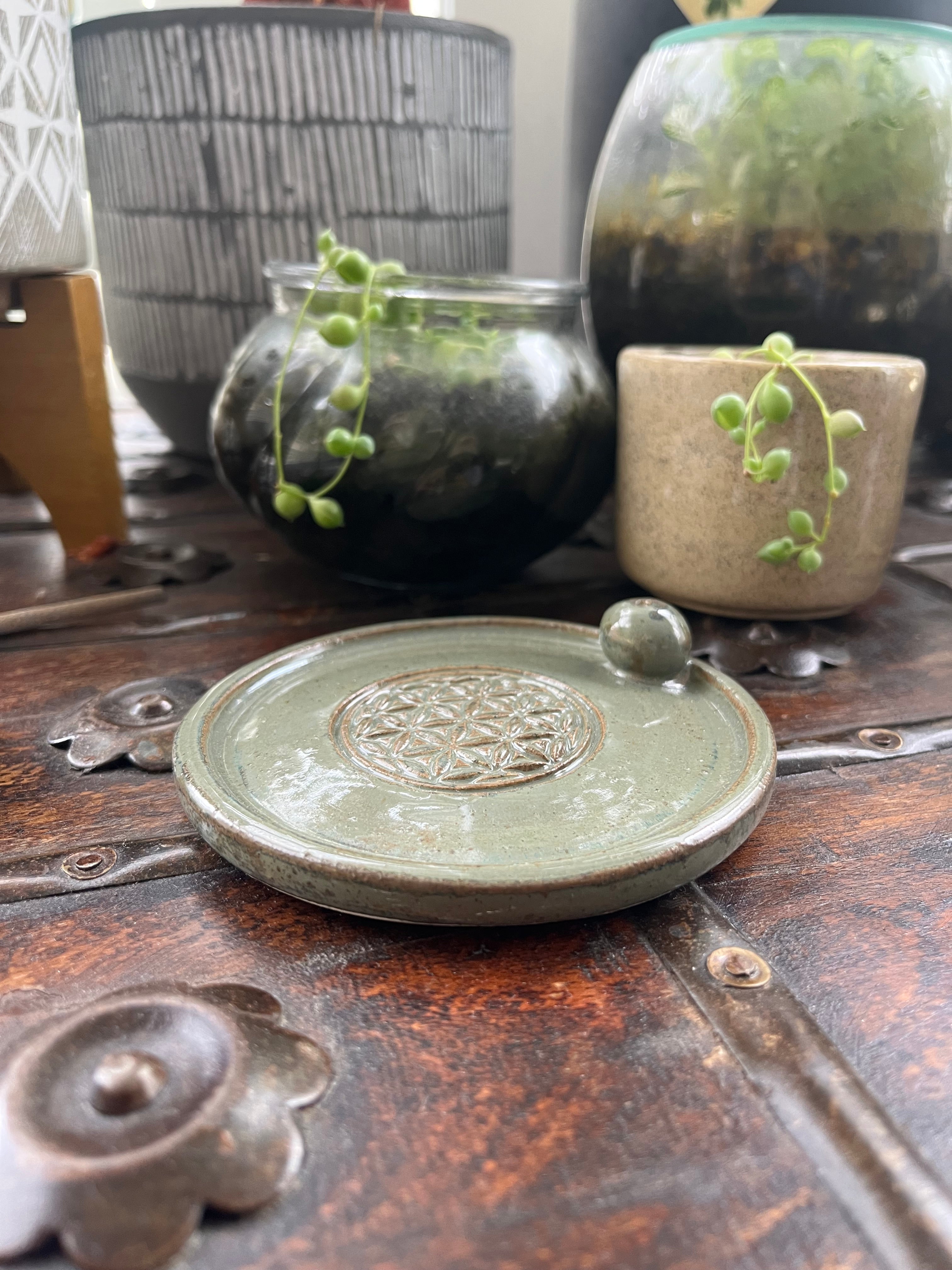 Ceramic Incense Burner –  Flower of Life