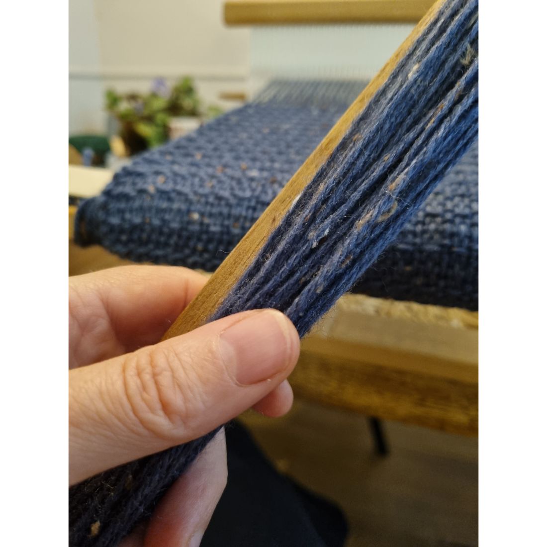 Blue handwoven wool scarf