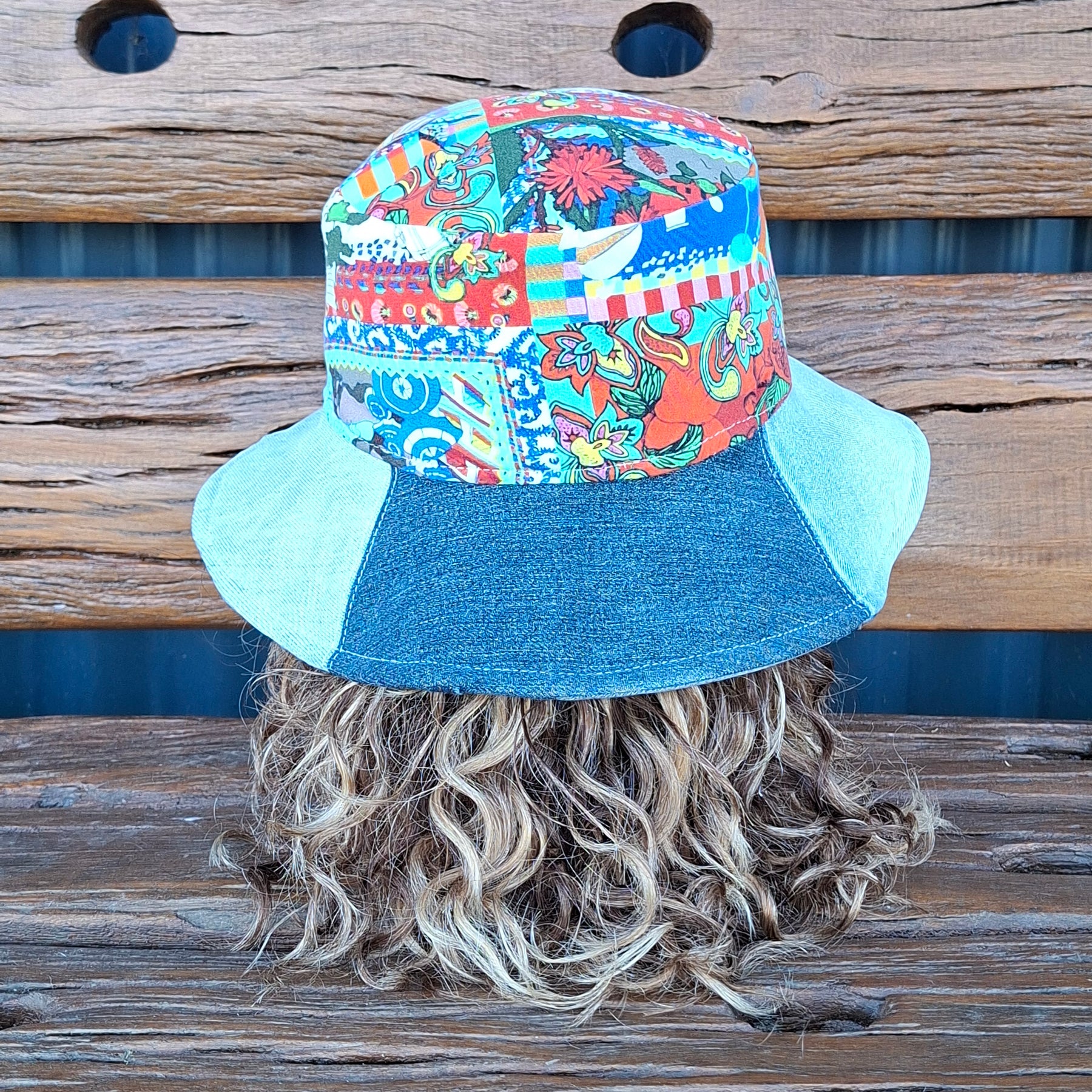 Unique, 'Jag', Gender Neutral, Recycled, Reversible Denim Bucket Hat