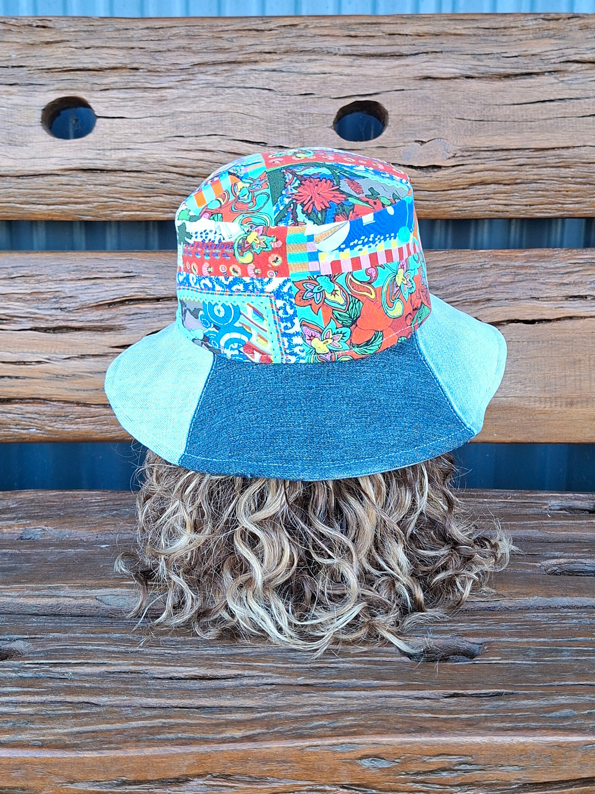 Unique, 'Jag', Gender Neutral, Recycled, Reversible Denim Bucket Hat