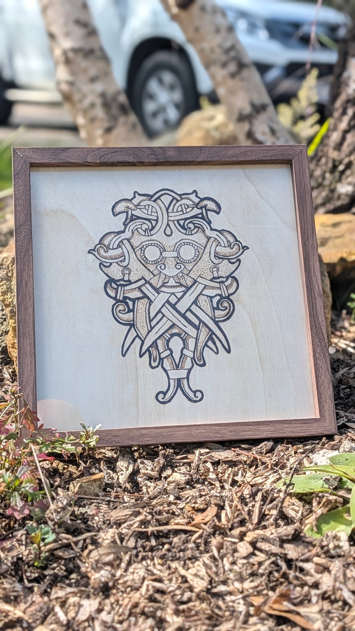 Norse God Mask wood burn
