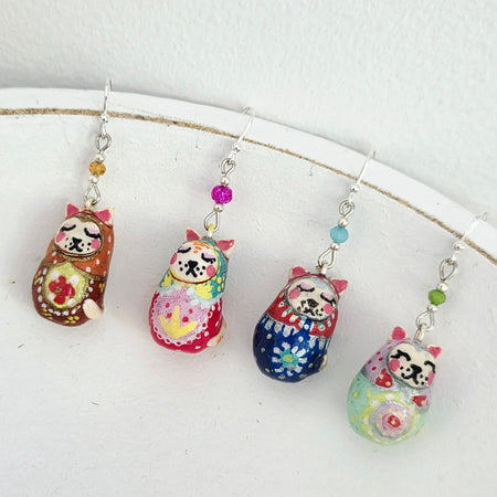 Little Nesting Cat Earrings