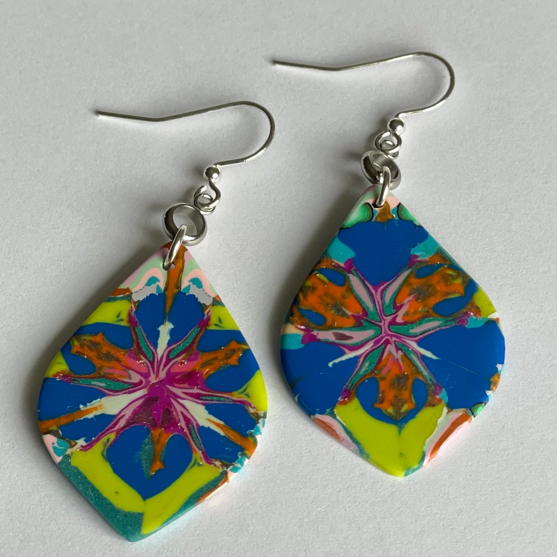 Abstract Teardrop Polymer Clay Earrings - Paint Splash
