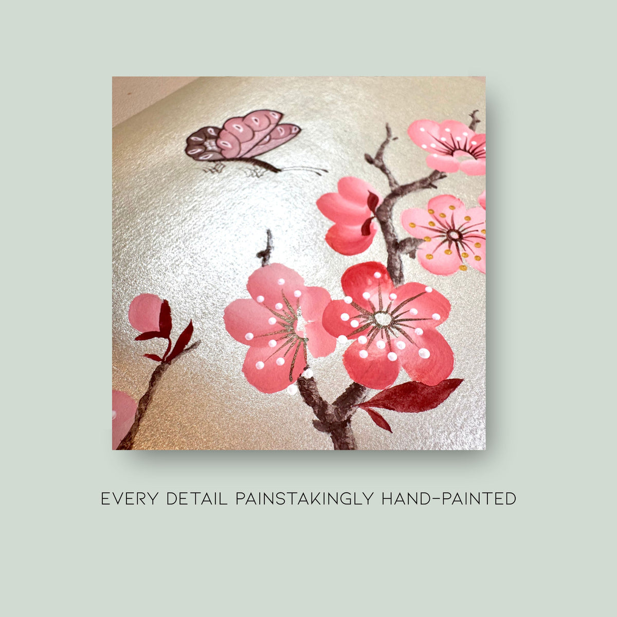 Original Plum Blossom & Butterfly Painting | Chinoiserie Floral Art on Champagne Gold Xuan Paper | Gouache Artwork | Lunar New Year | Gift