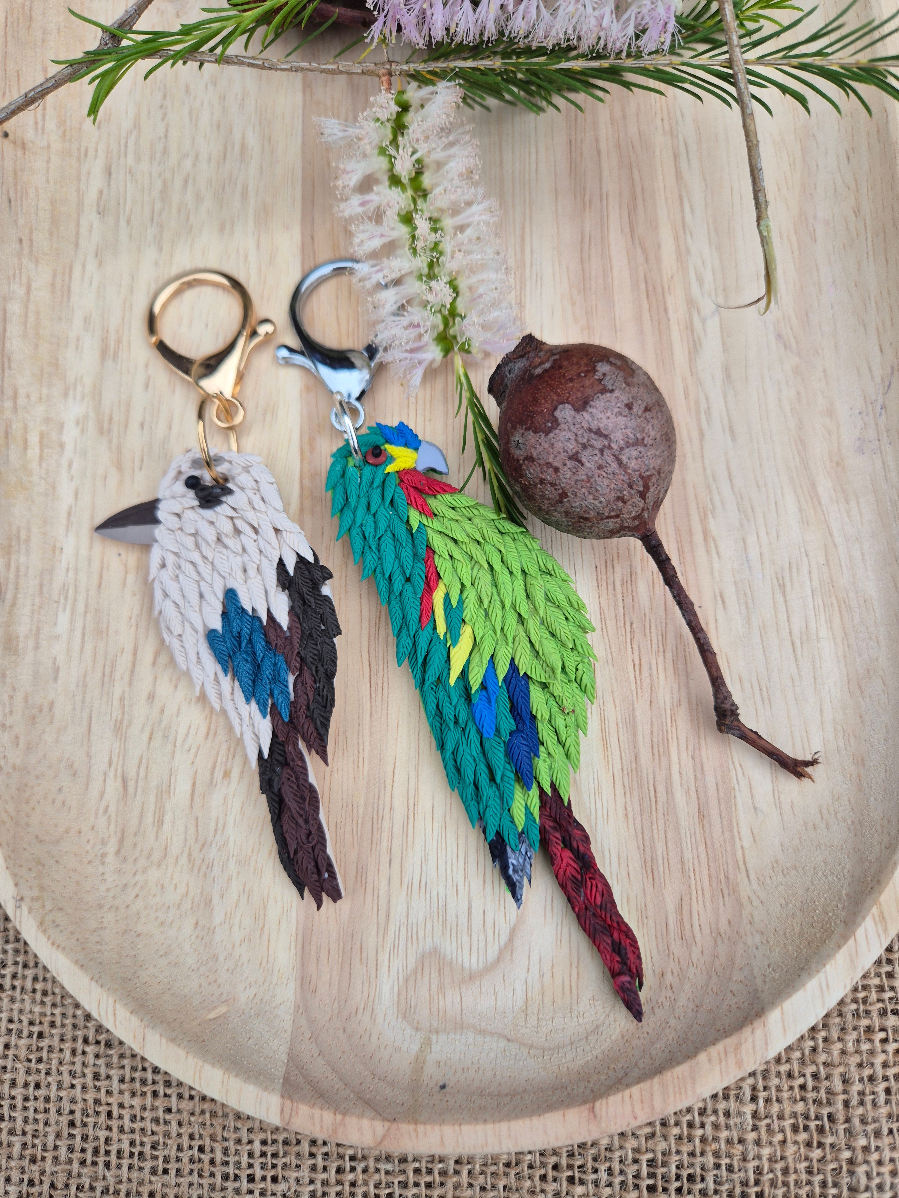 Kookaburra and Swift Parrot Keyring