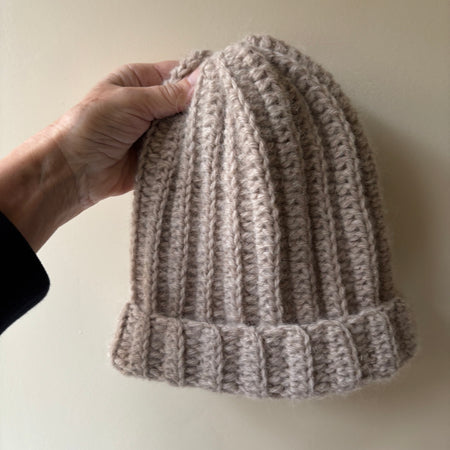 Hand Crocheted Beanie | Beige | Alpaca Yarn