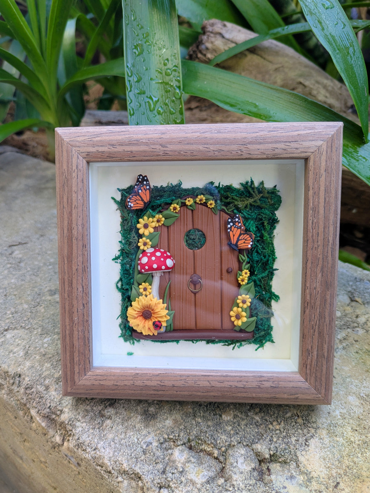 Sunflower Fairy Door Shadow Box