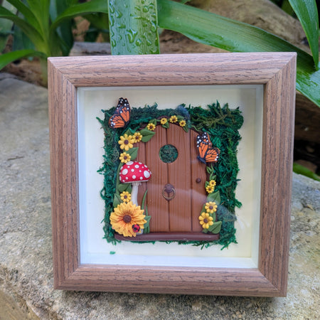 Sunflower Fairy Door Shadow Box