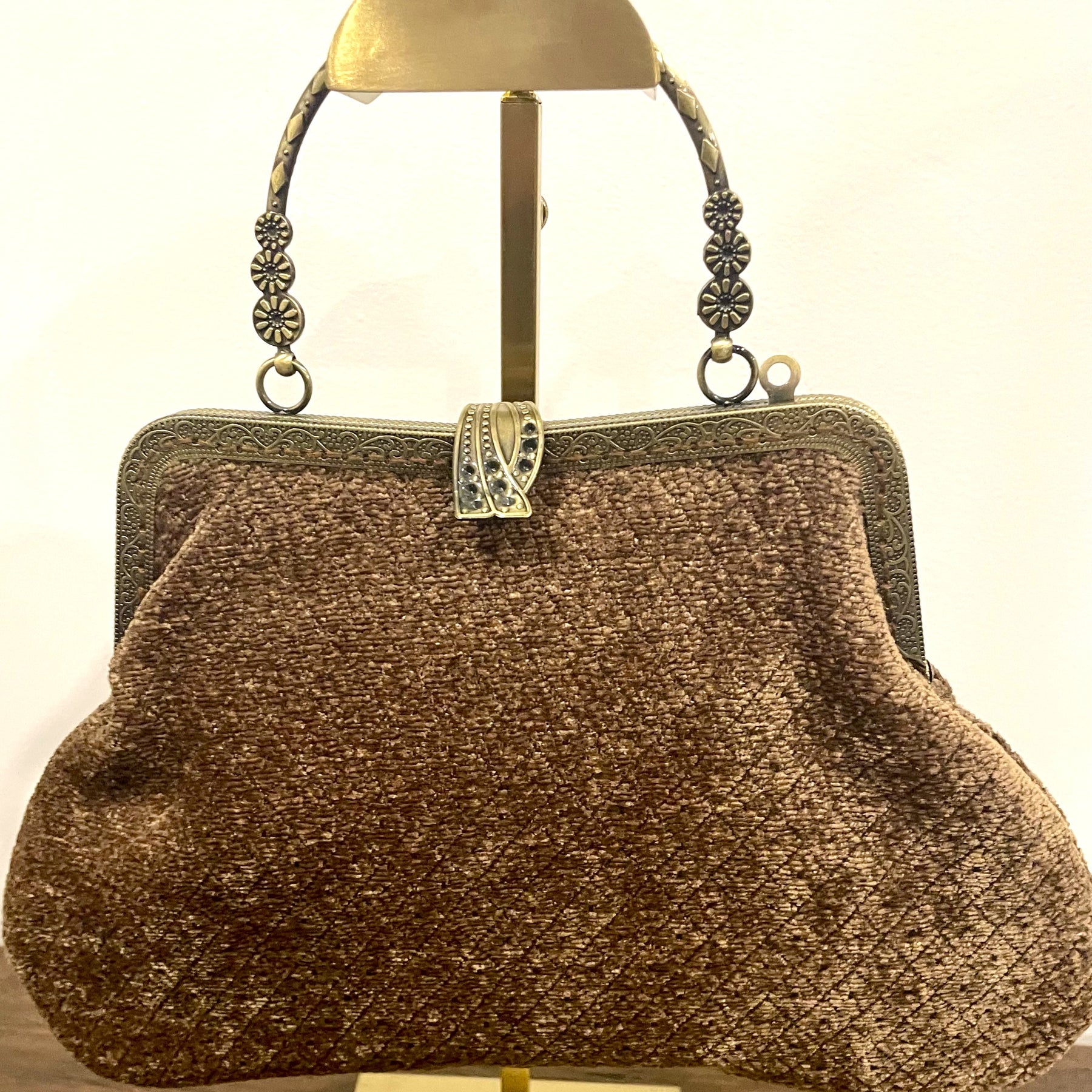 Brown Velvet Art Deco Handbag — Handmade in Australia