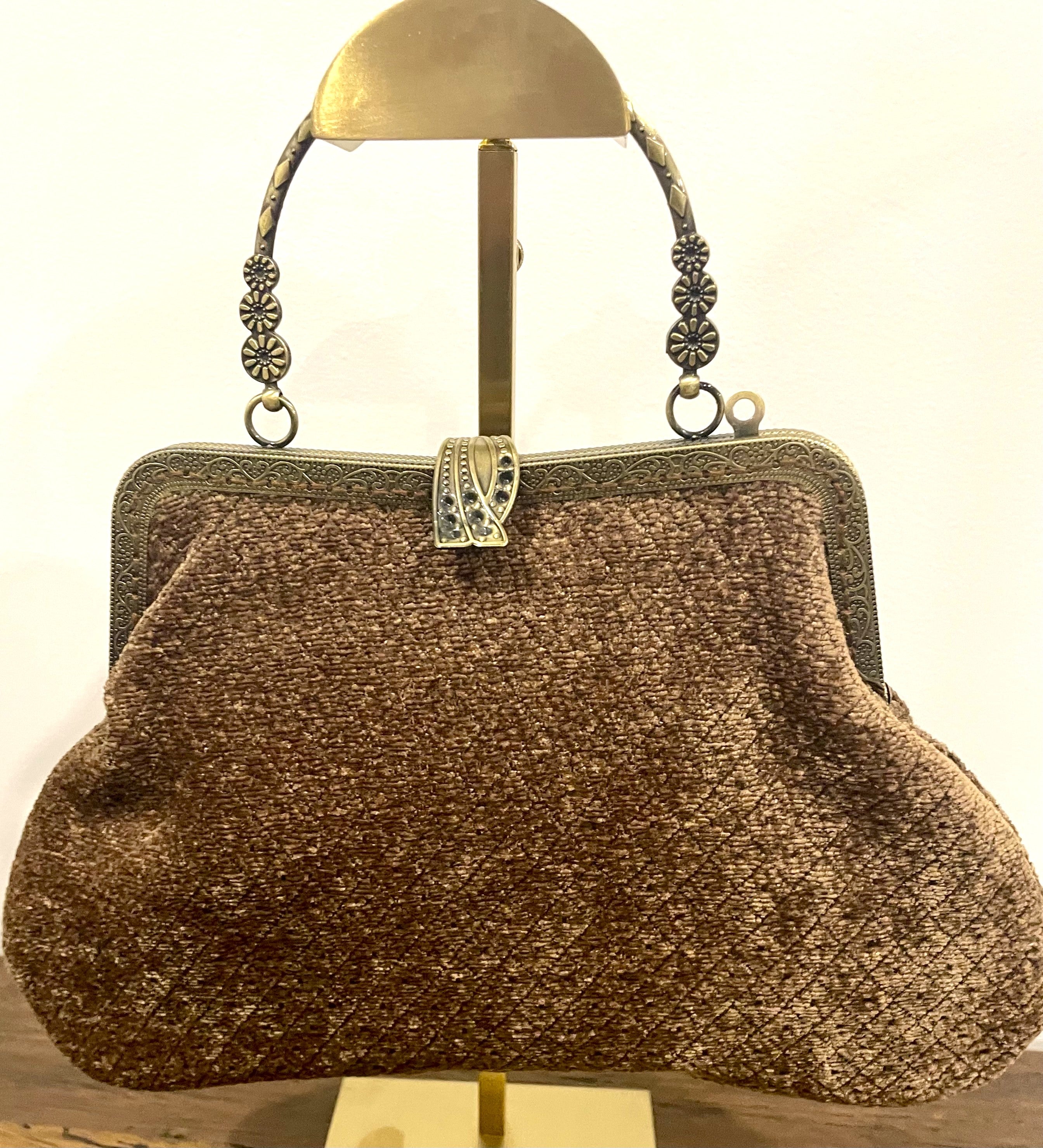 Brown Velvet Art Deco Handbag — Handmade in Australia