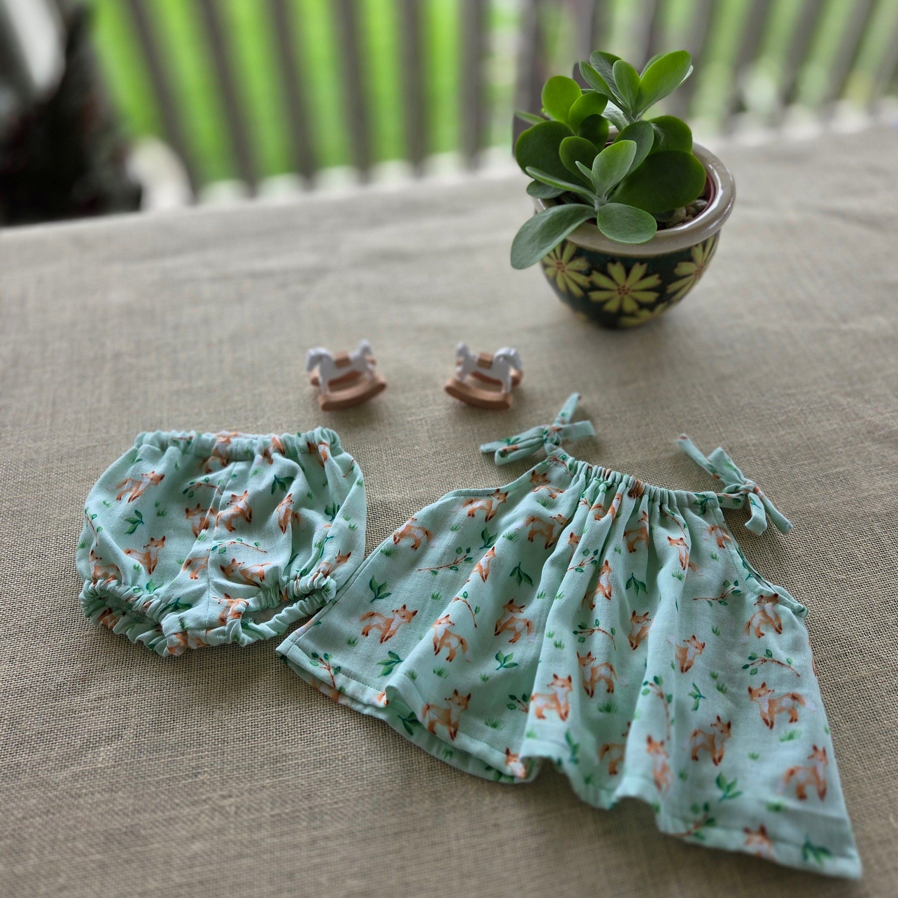 "Foxy Friends" Swing-Top & Bloomers Set (Newborn-3 Months)