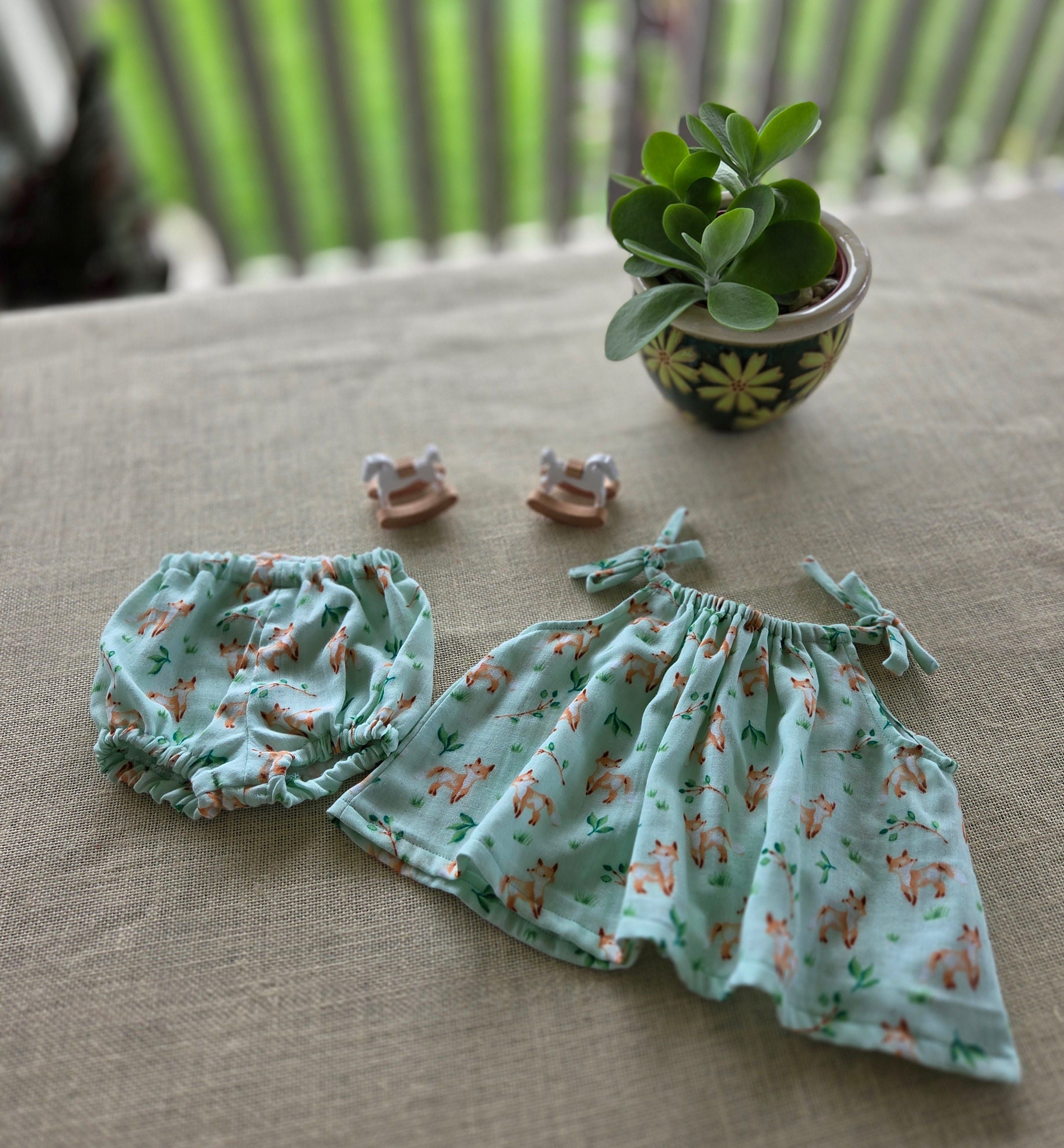 "Foxy Friends" Swing-Top & Bloomers Set (Newborn-3 Months)