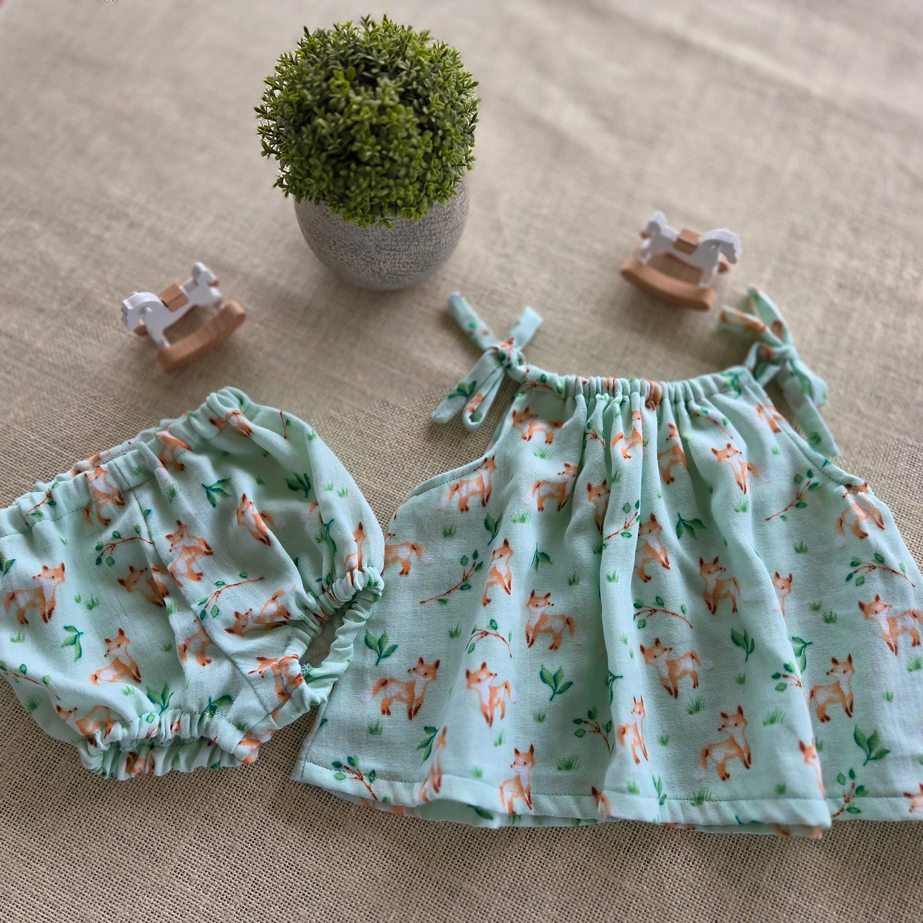 "Foxy Friends" Swing-Top & Bloomers Set (Newborn-3 Months)