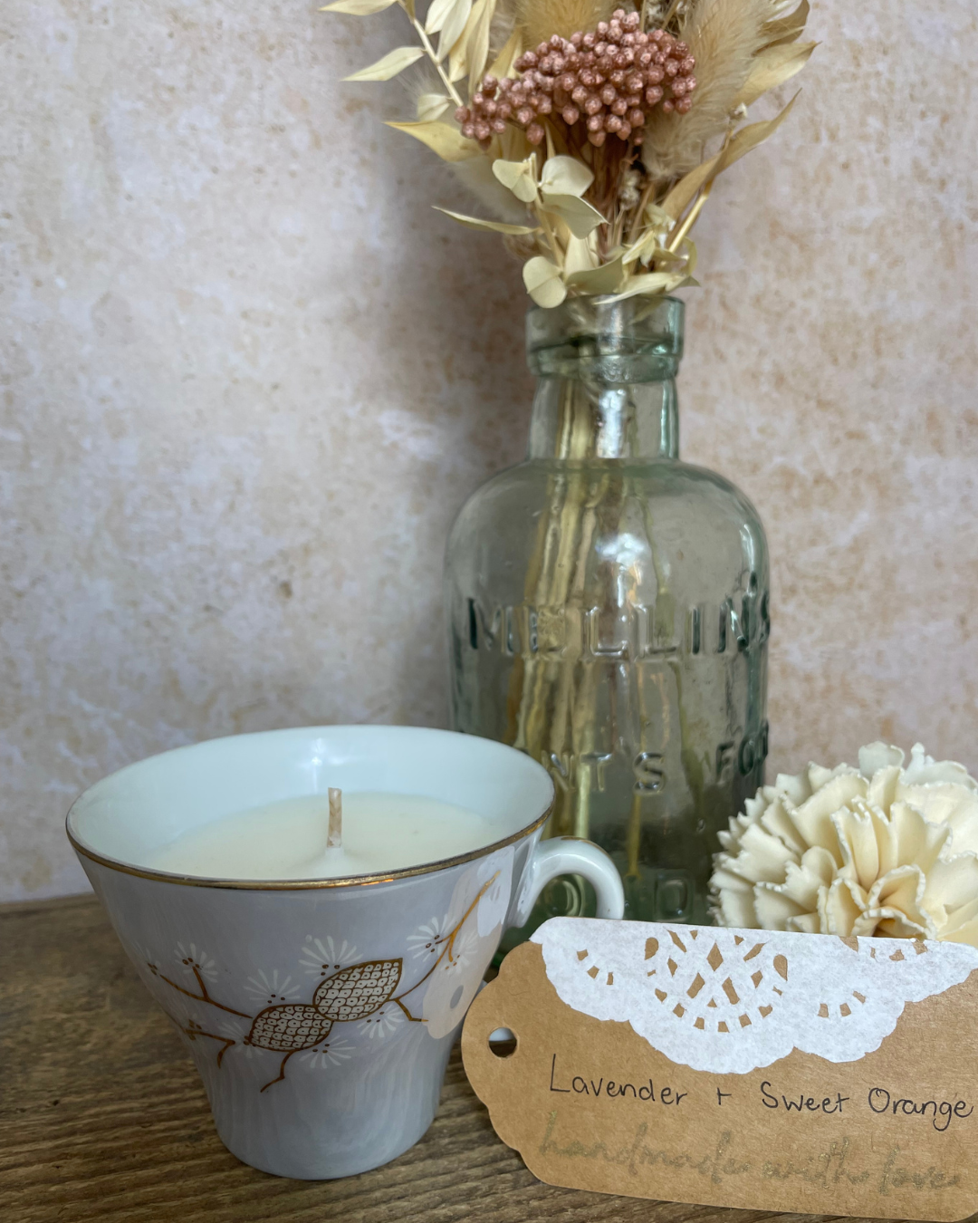 Lavender + Sweet Orange I Natural Soy Candle I Lusterware Acron Teacup