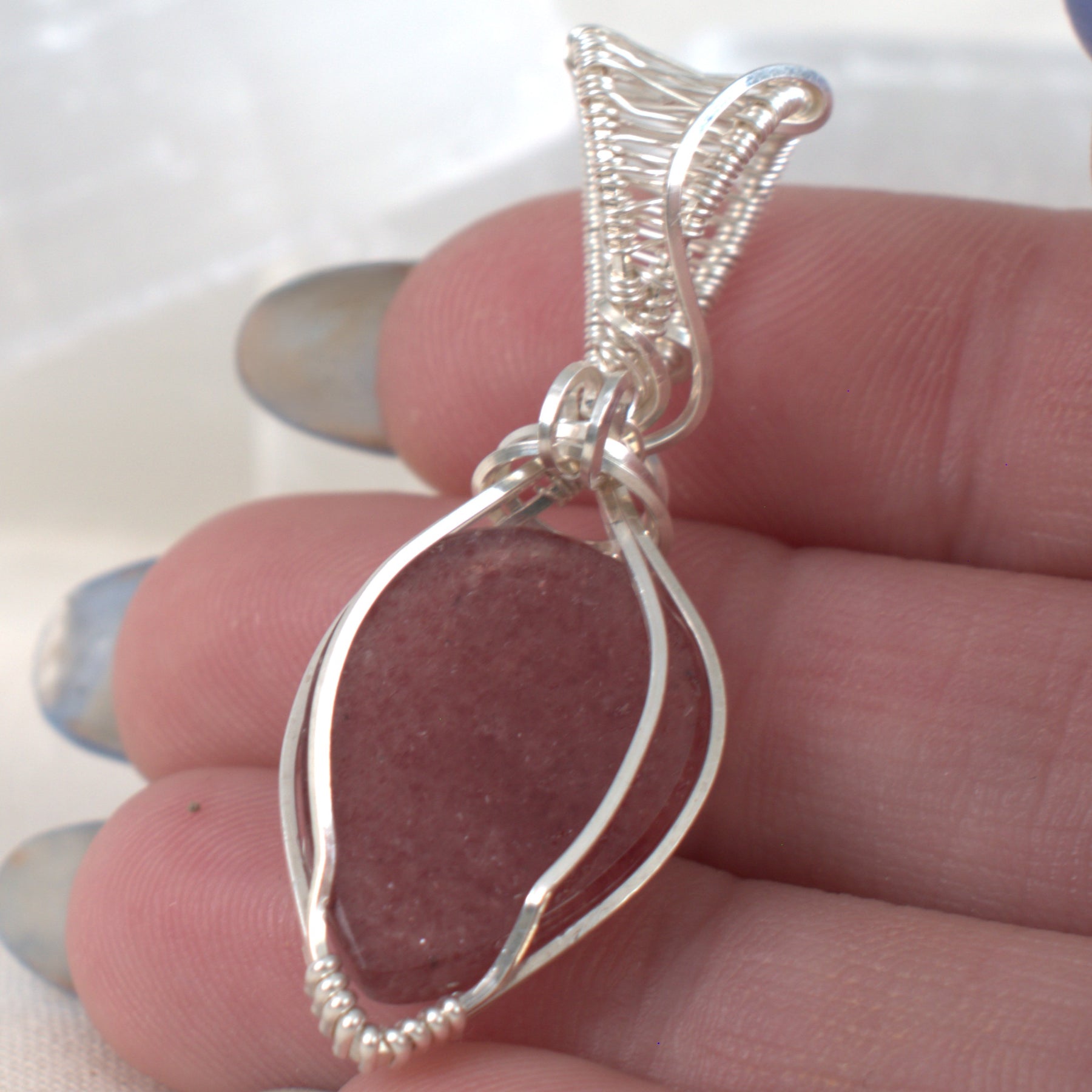 Summer Blush - Strawberry Quartz Silver-Filled Pendant