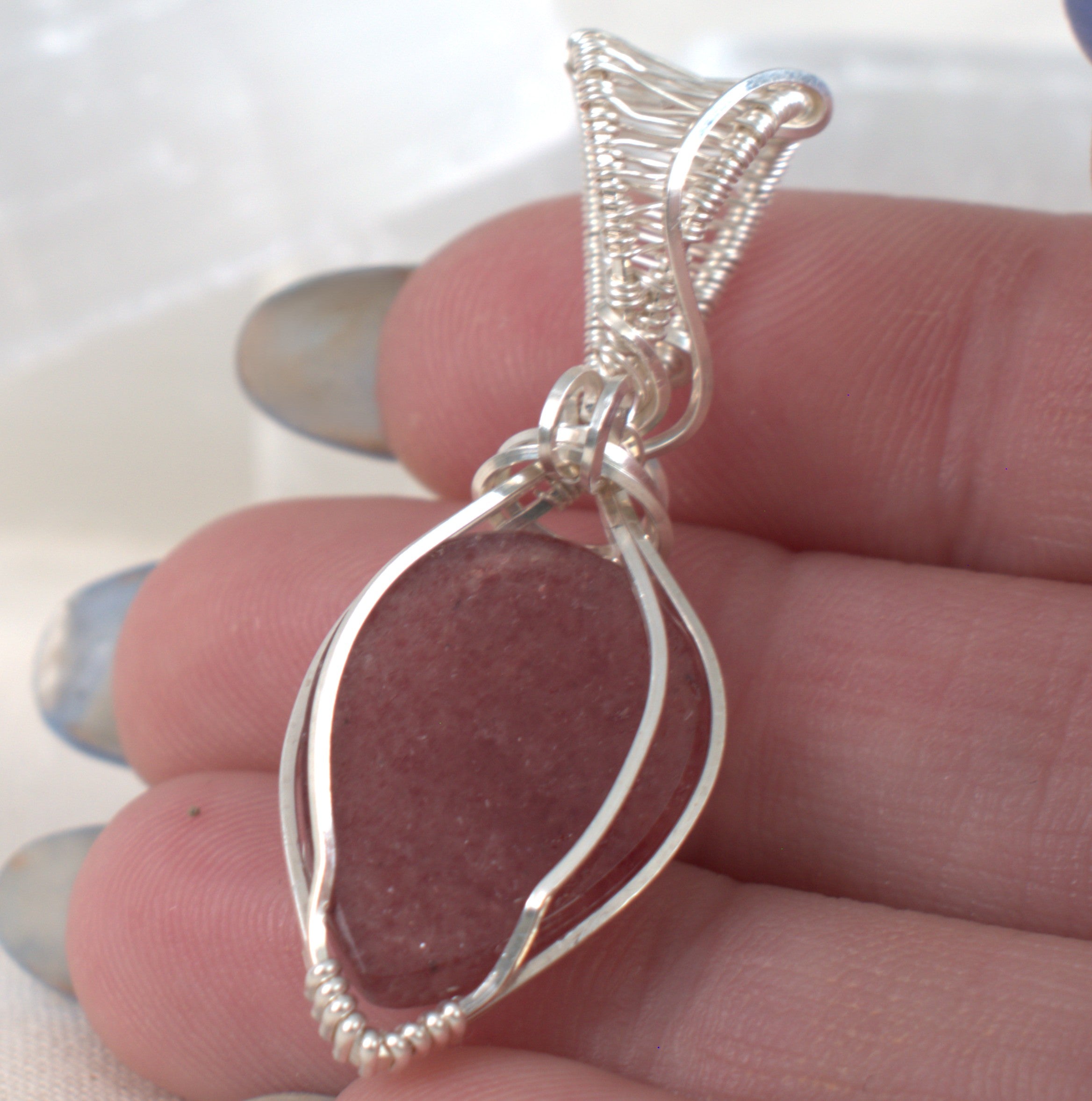 Summer Blush - Strawberry Quartz Silver-Filled Pendant