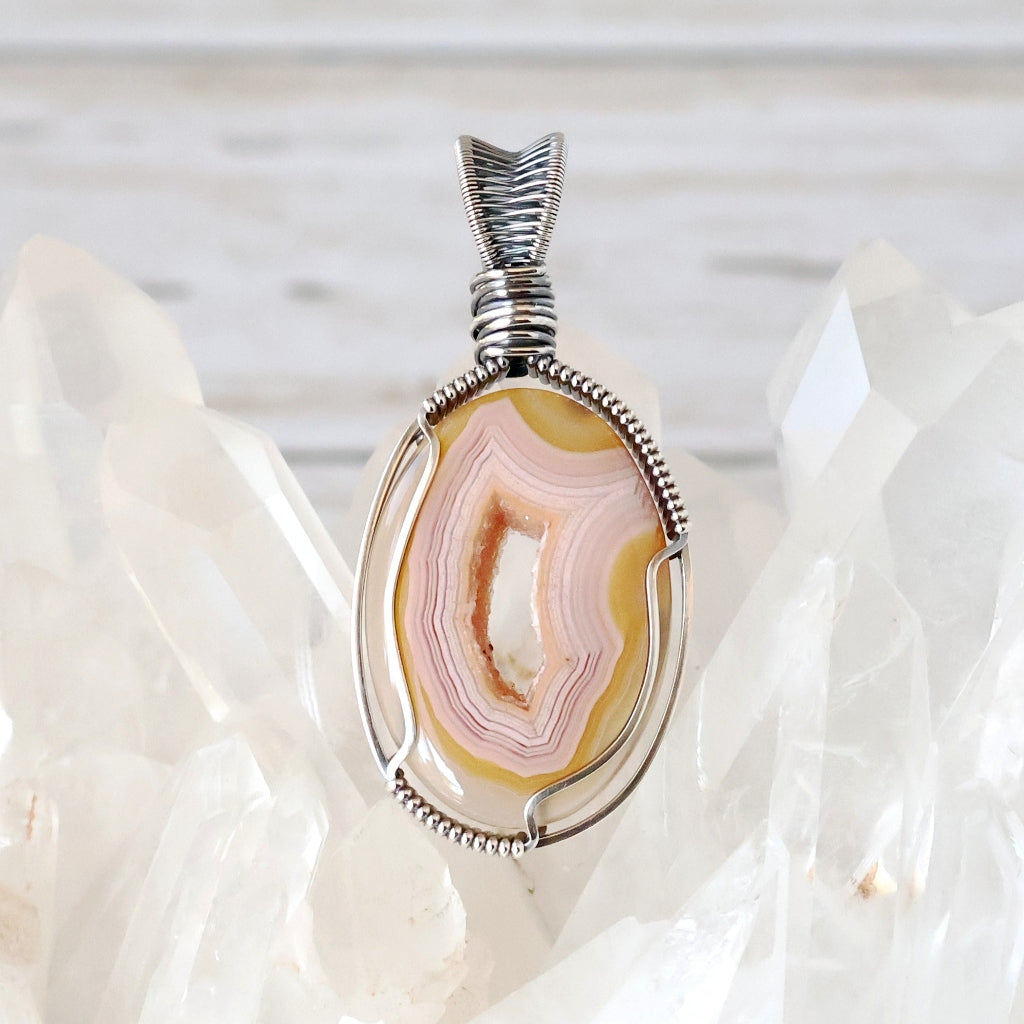 Sterling Silver Drusy Agate Pendant ~ Peek-a-boo!