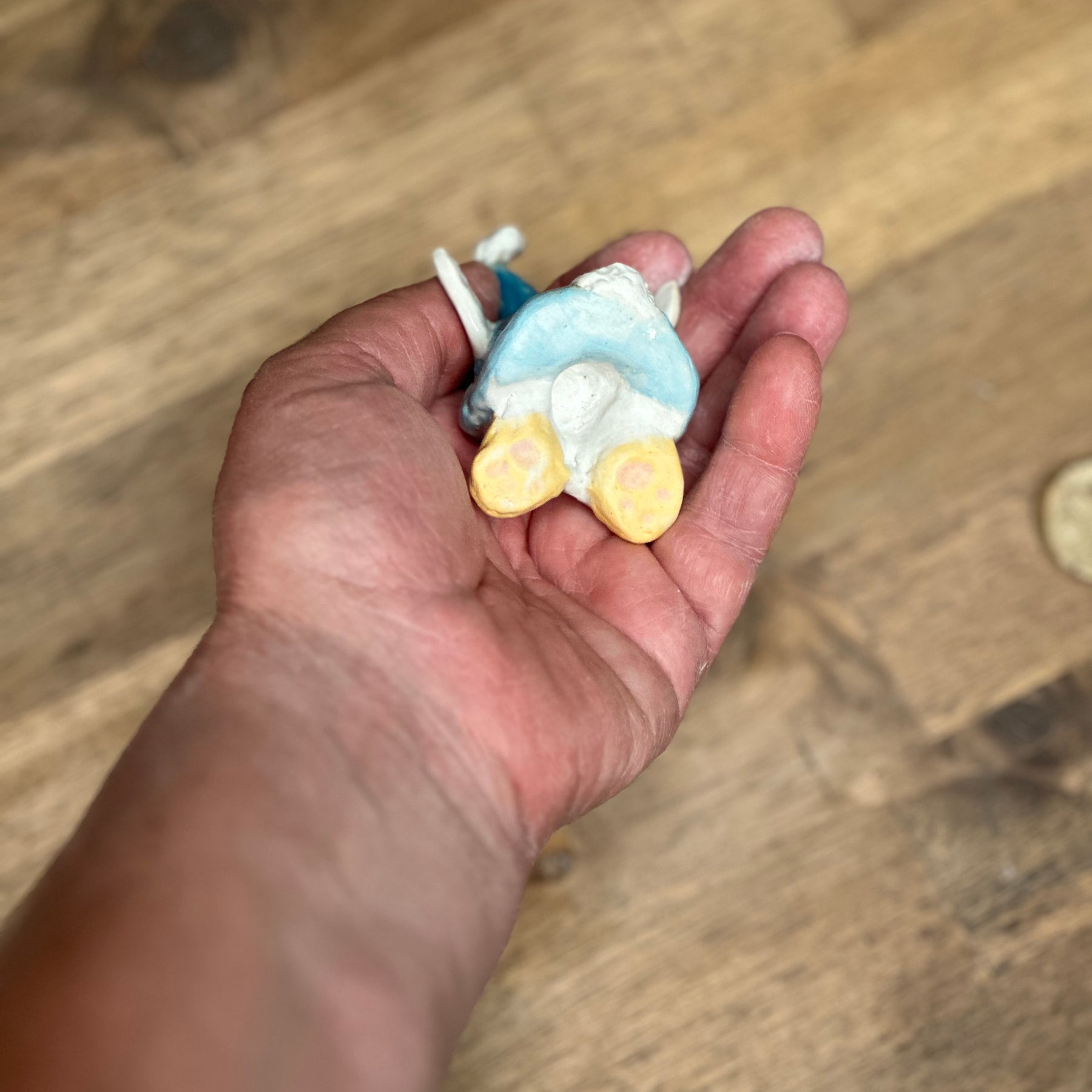 Easter Clay Bunny Gnome with pawprints