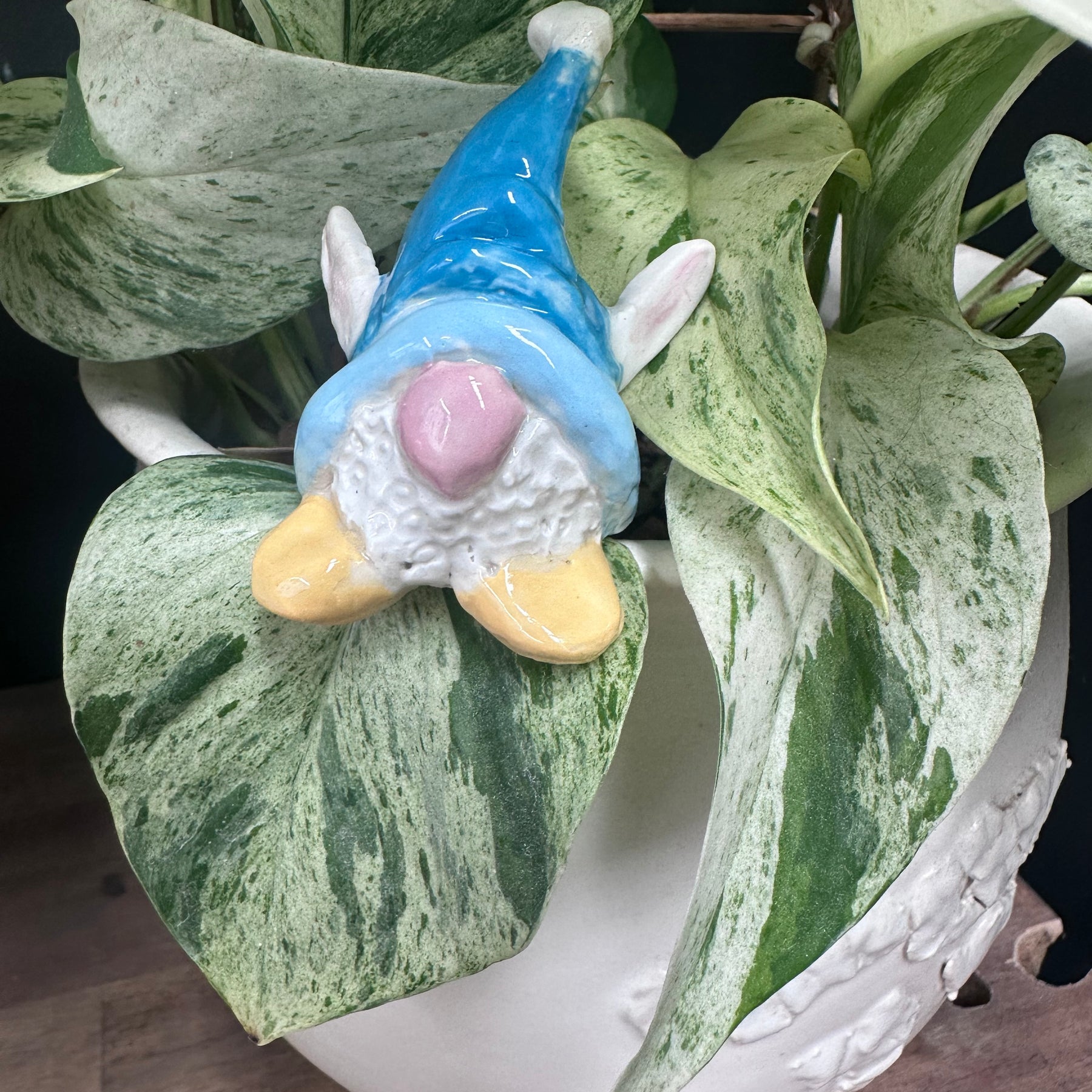 Easter Clay Bunny Gnome with pawprints