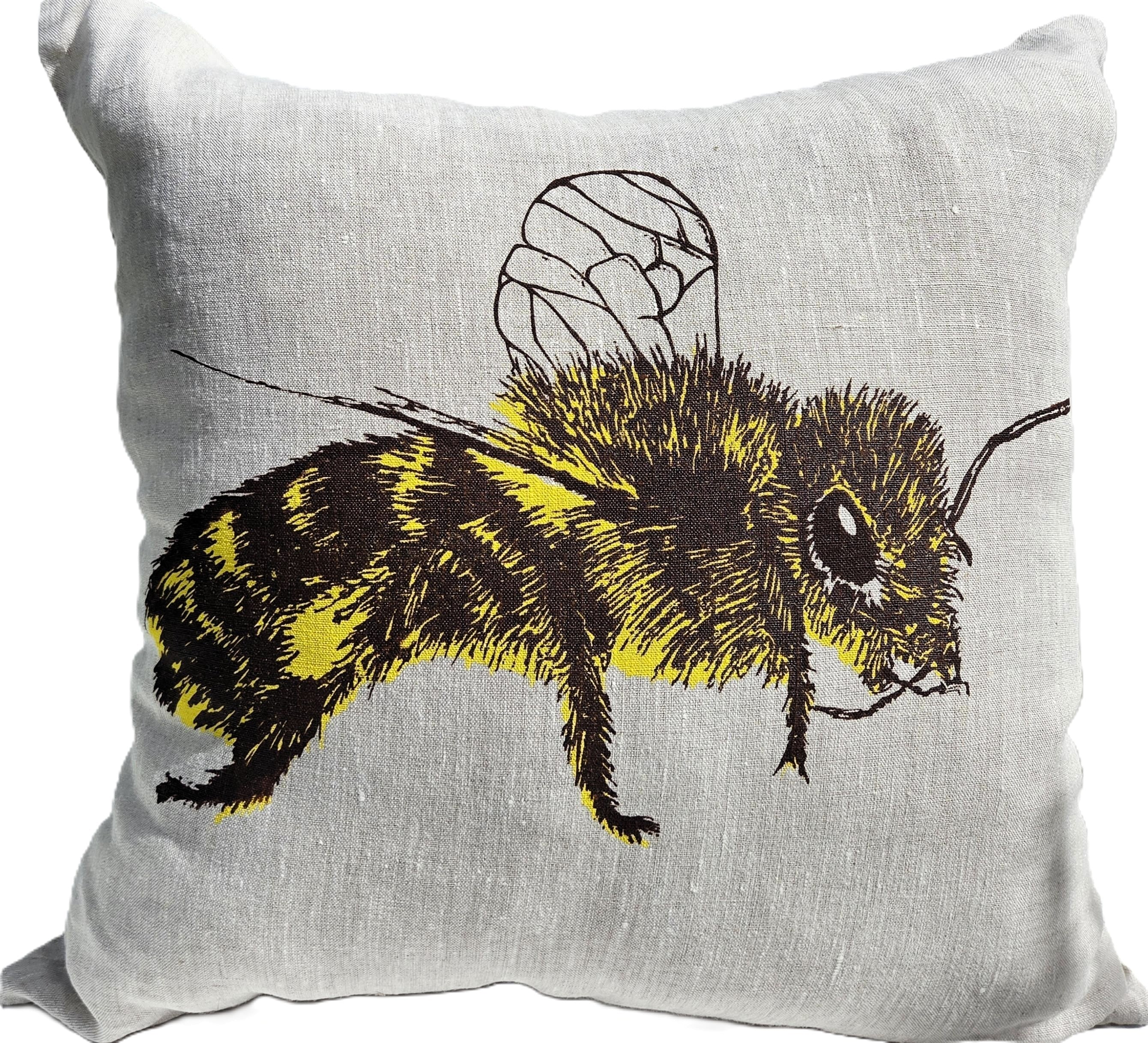 Hand Screen Printed Honey Bee- Oatmeal Cushion Covers