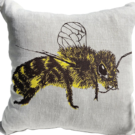 Hand Screen Printed Honey Bee- Oatmeal Cushion Covers