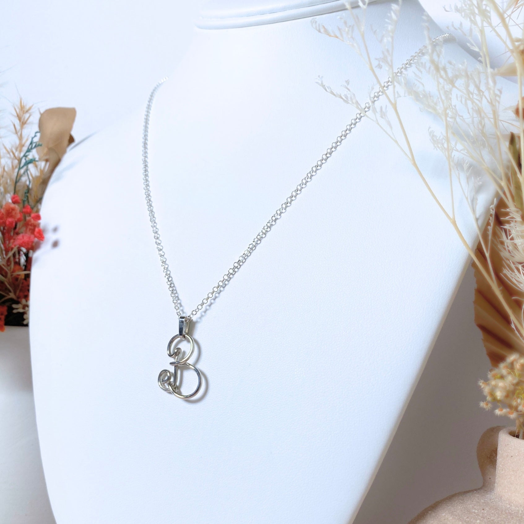 NEW Initial Letter Pendant | Sterling silver wire | Belcher chain necklace | Personal Custom Jewellery
