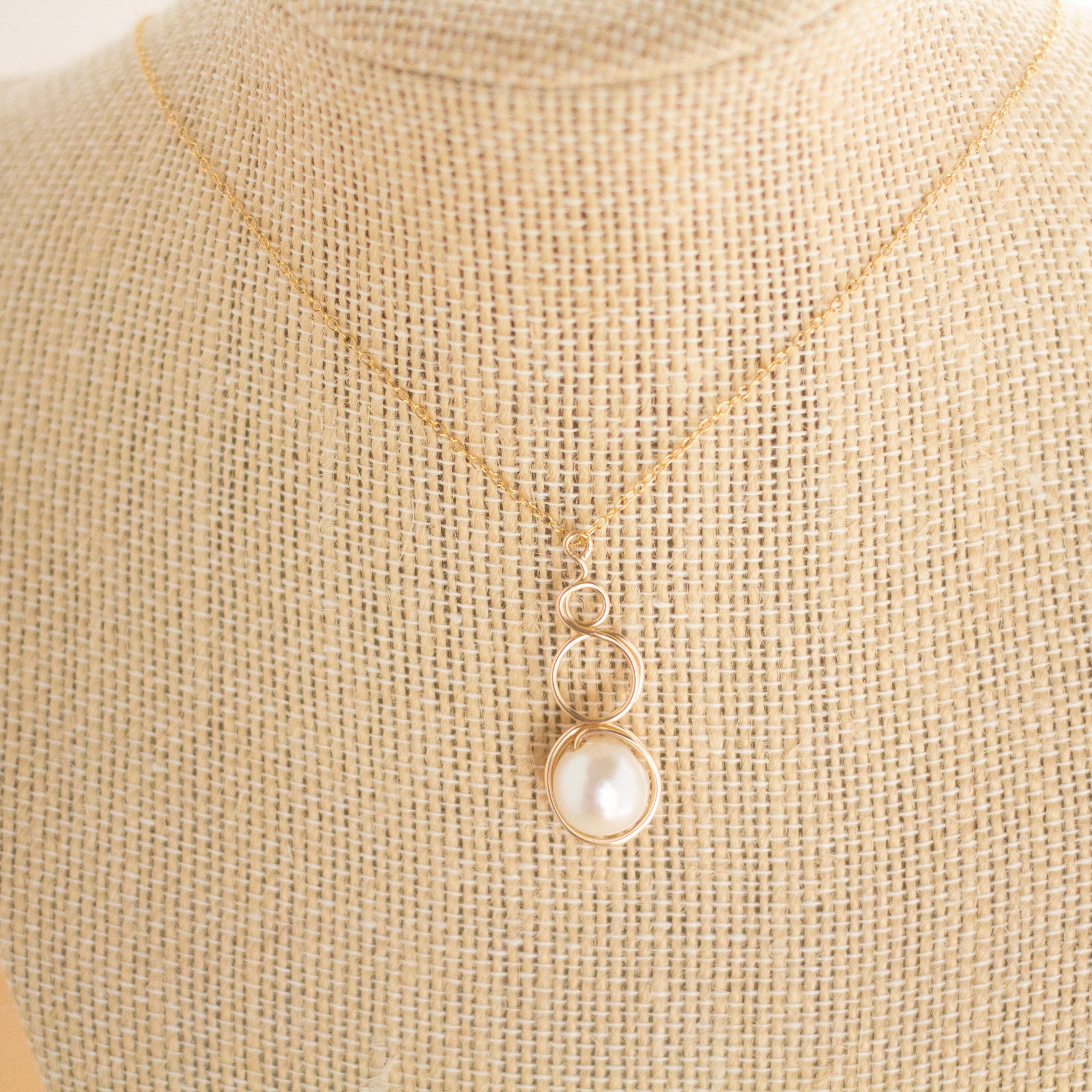 Gold Filled Baroque Pearl Loop Pendant Necklace | Jewellery Gift Idea