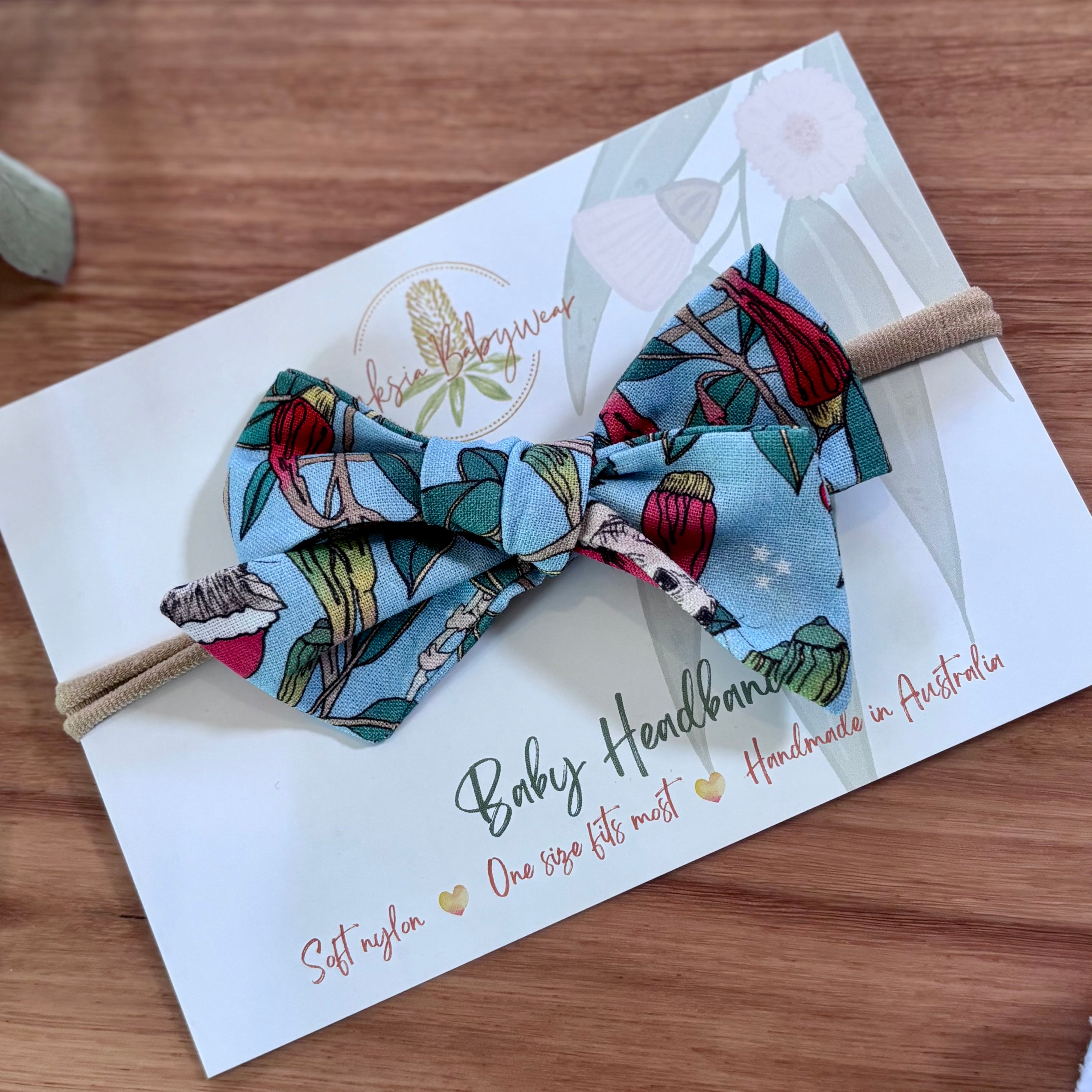 Christmas Baby Bib and Bow Set - Blue Possums