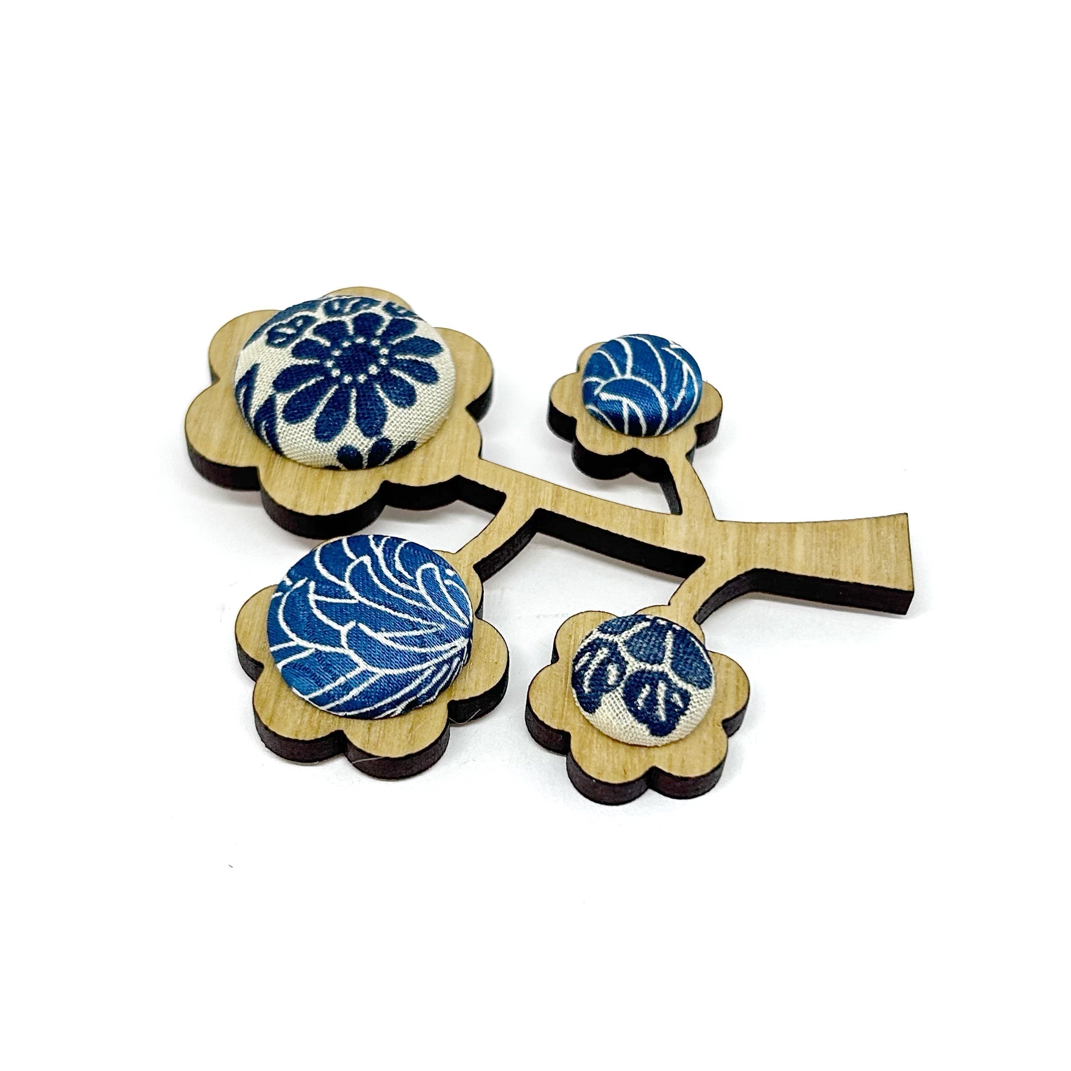 Kimono Tree Brooch - Cool Blues