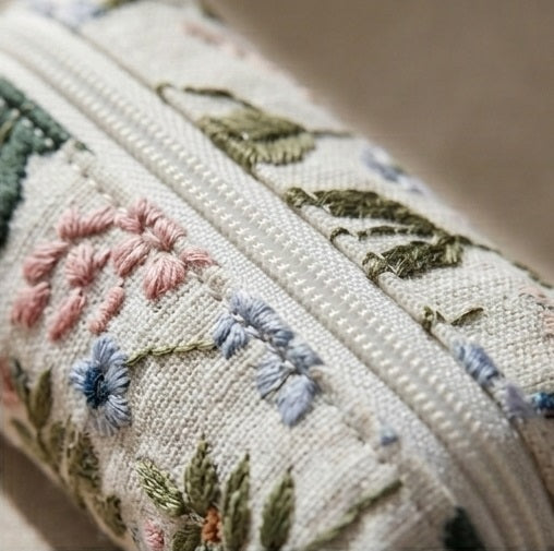 Floral Embroidered Mini Makeup Pouch