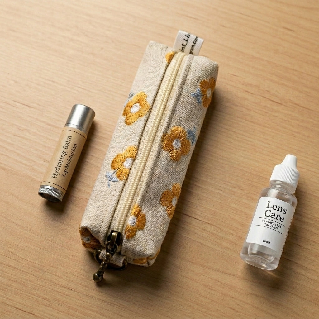Floral Embroidered Mini Makeup Pouch