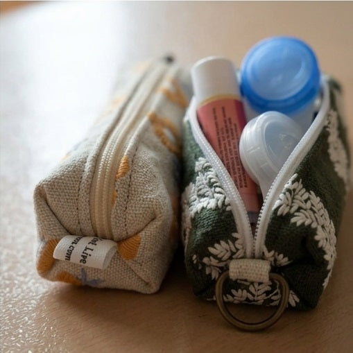 Floral Embroidered Mini Makeup Pouch