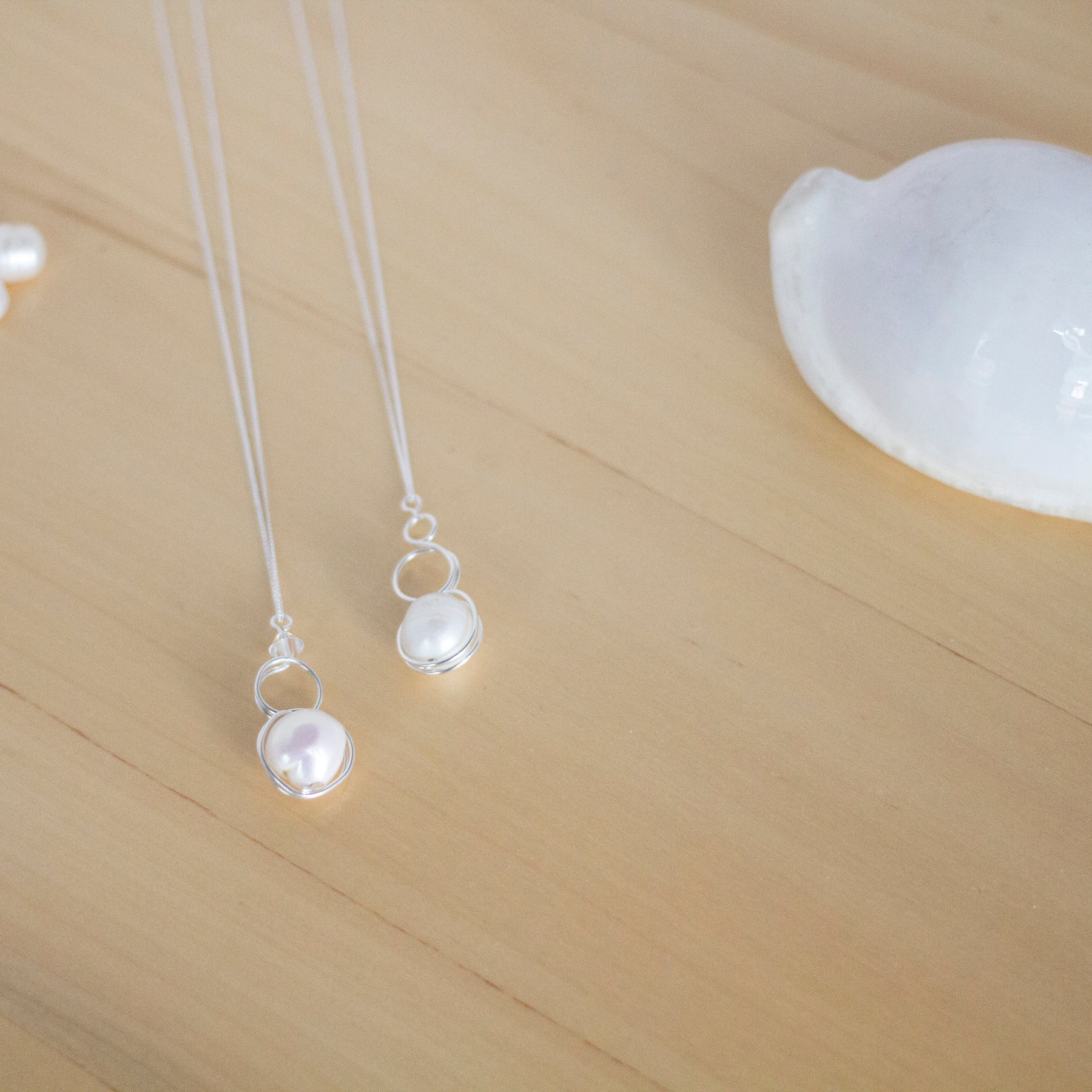 Sterling Silver Baroque Pearl Loop Pendant Necklace | Luxury Jewellery Gift Idea