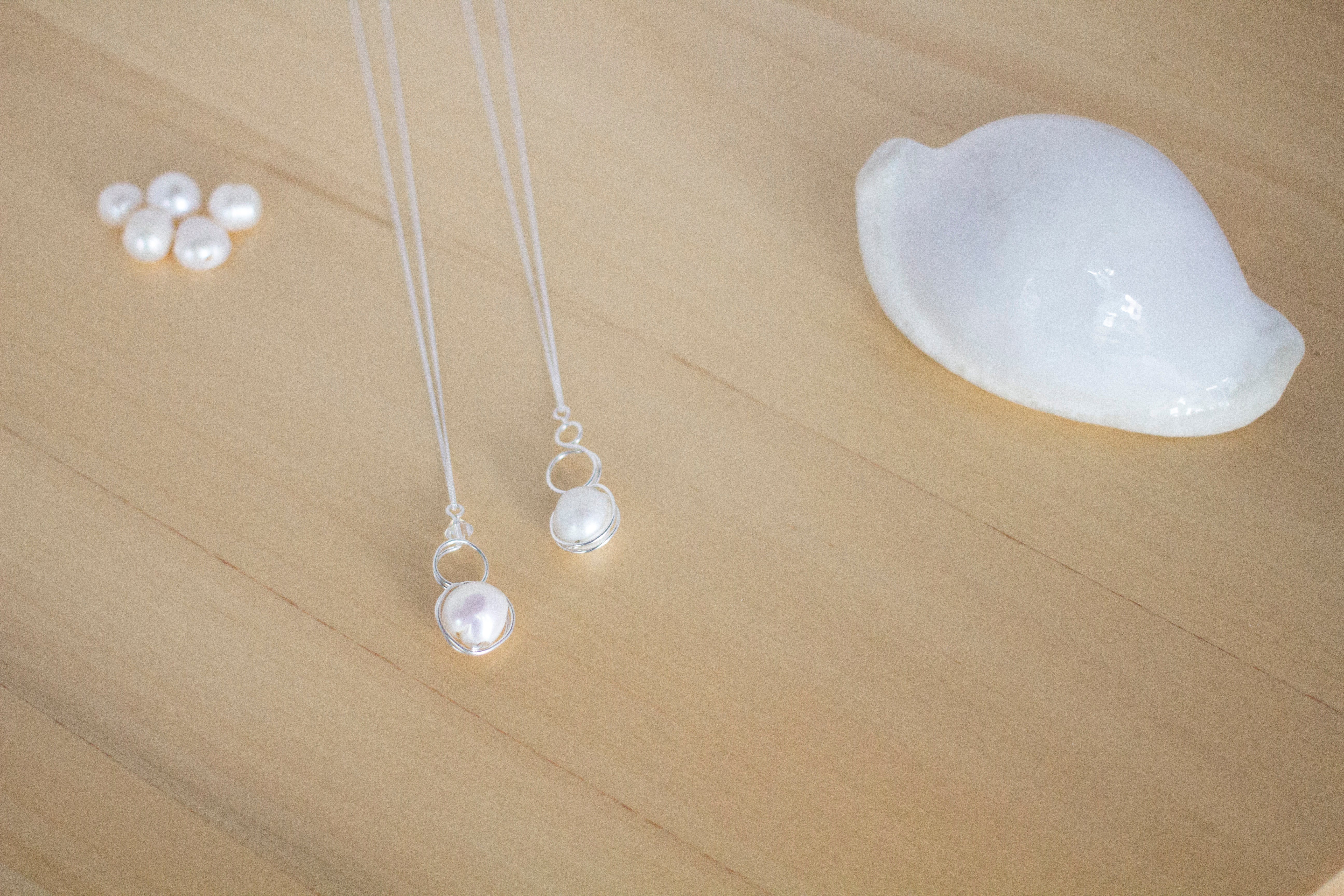 Sterling Silver Baroque Pearl Loop Pendant Necklace | Luxury Jewellery Gift Idea
