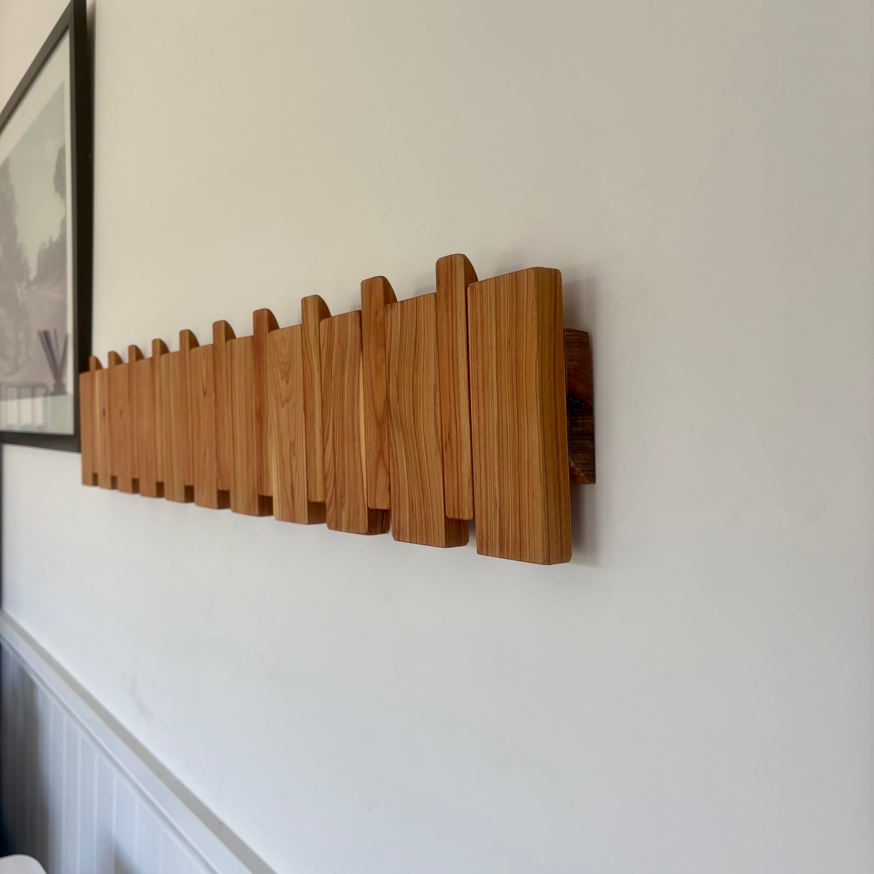 Cypress piano style coat rack extra wide