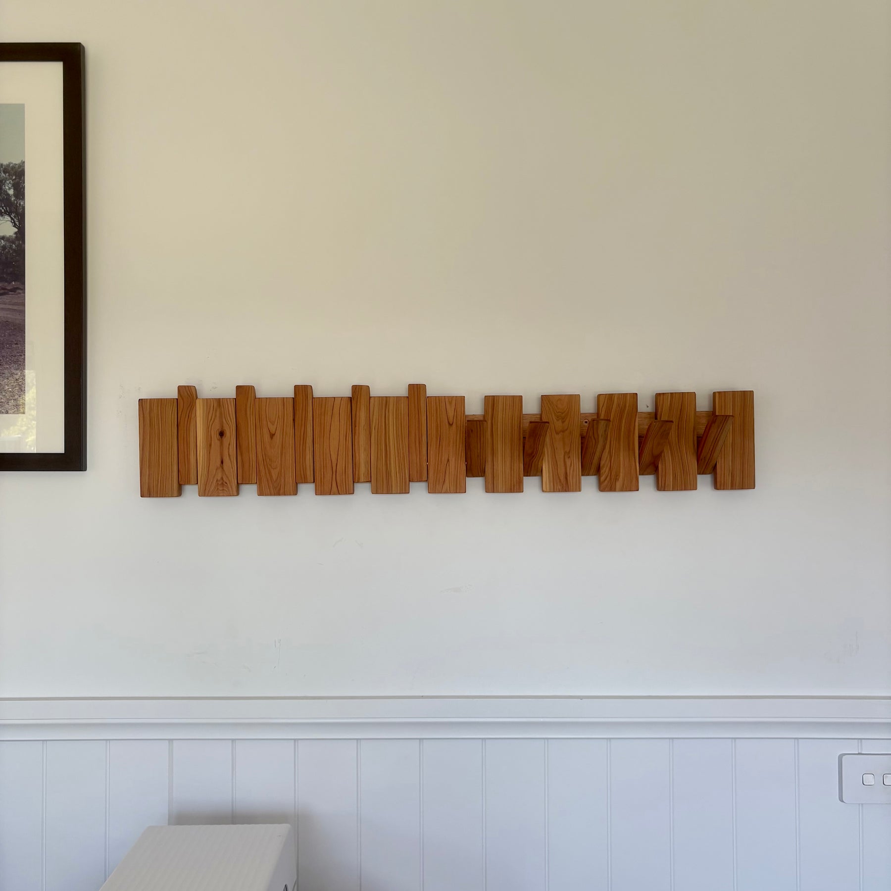 Cypress piano style coat rack extra wide