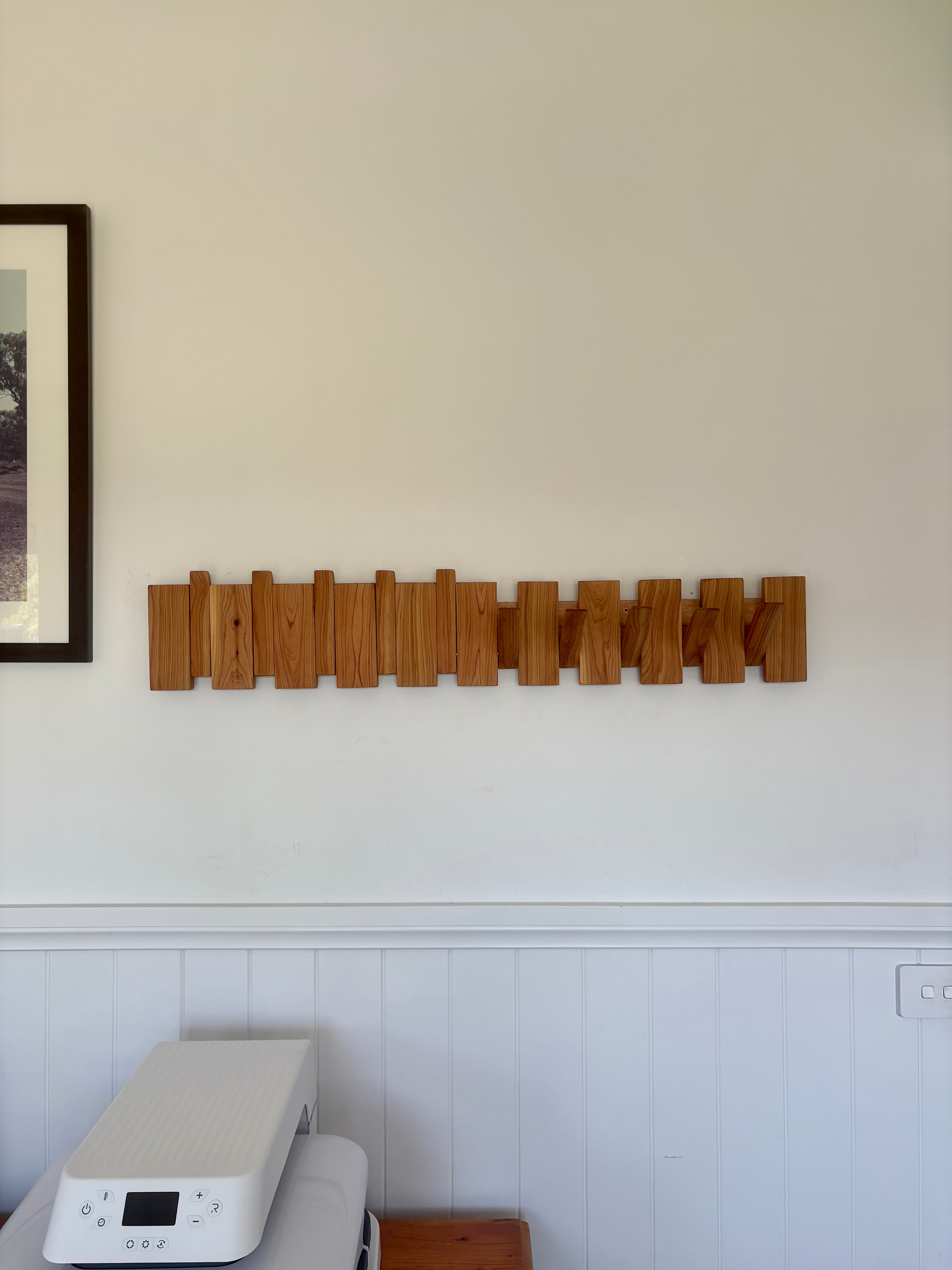 Cypress piano style coat rack extra wide