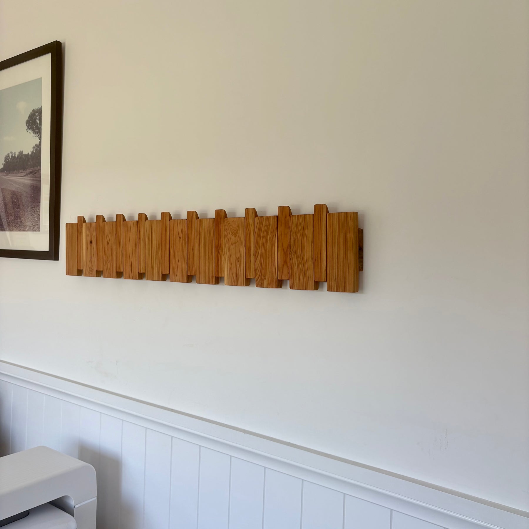 Cypress piano style coat rack extra wide