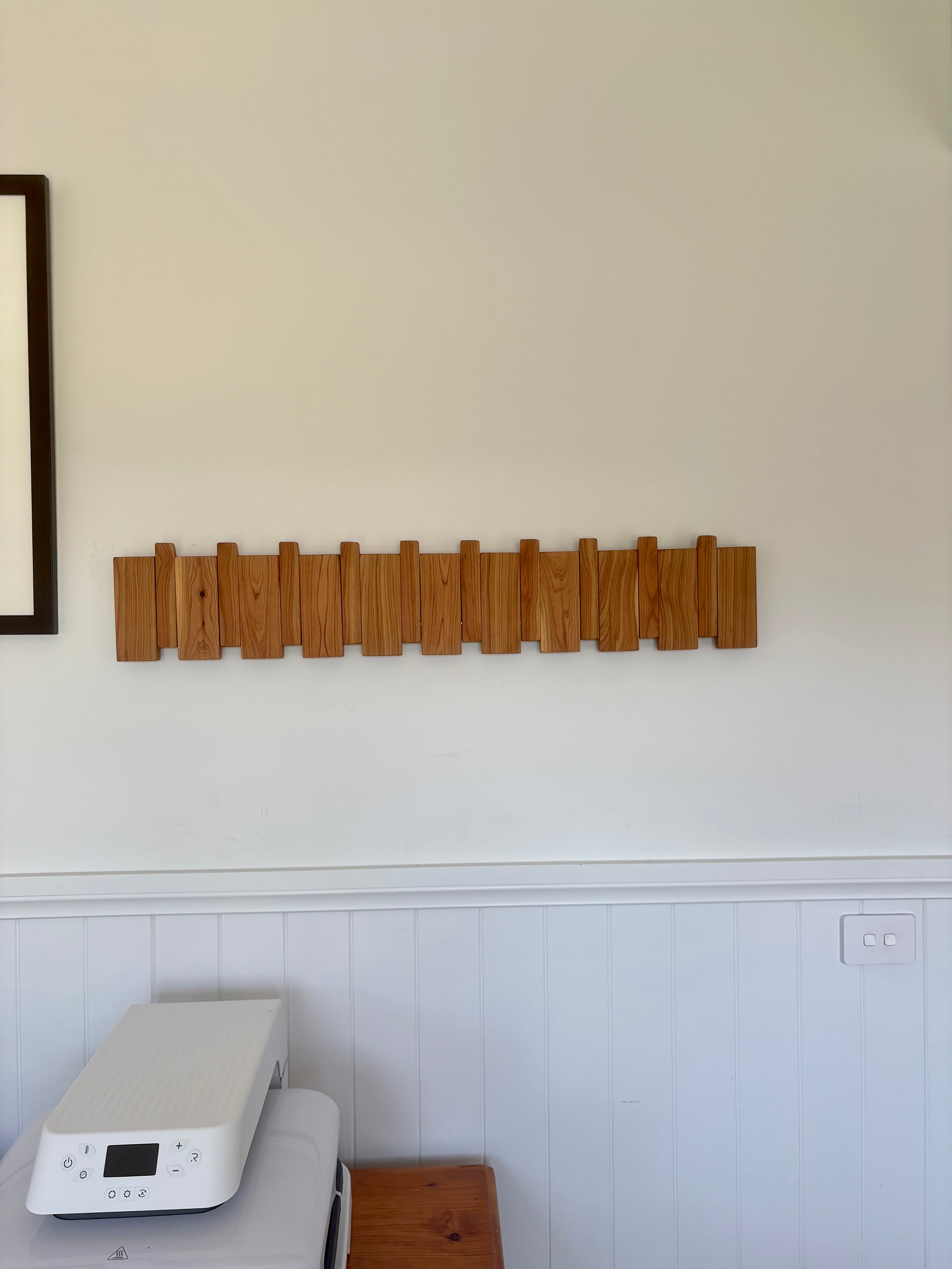 Cypress piano style coat rack extra wide