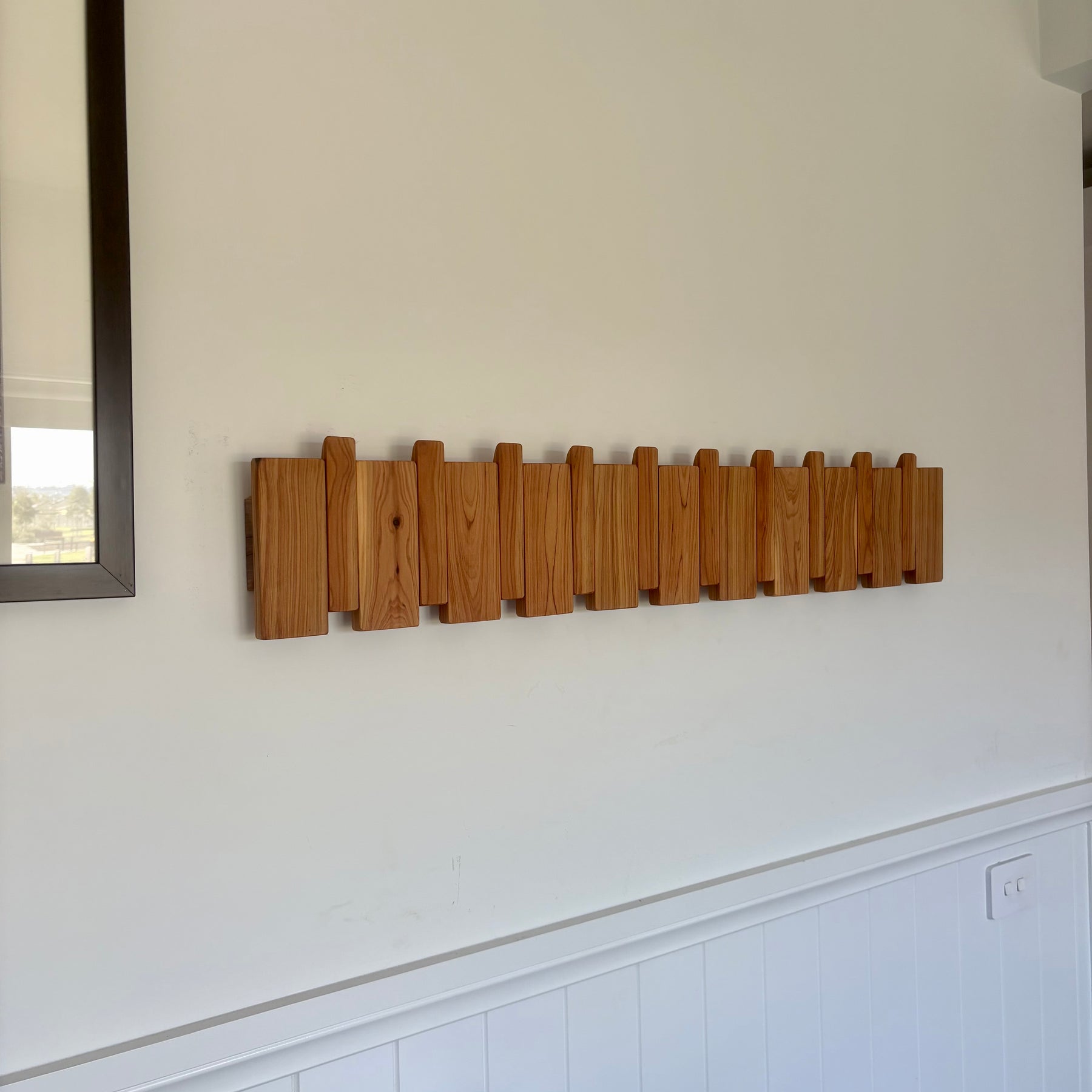 Cypress piano style coat rack extra wide