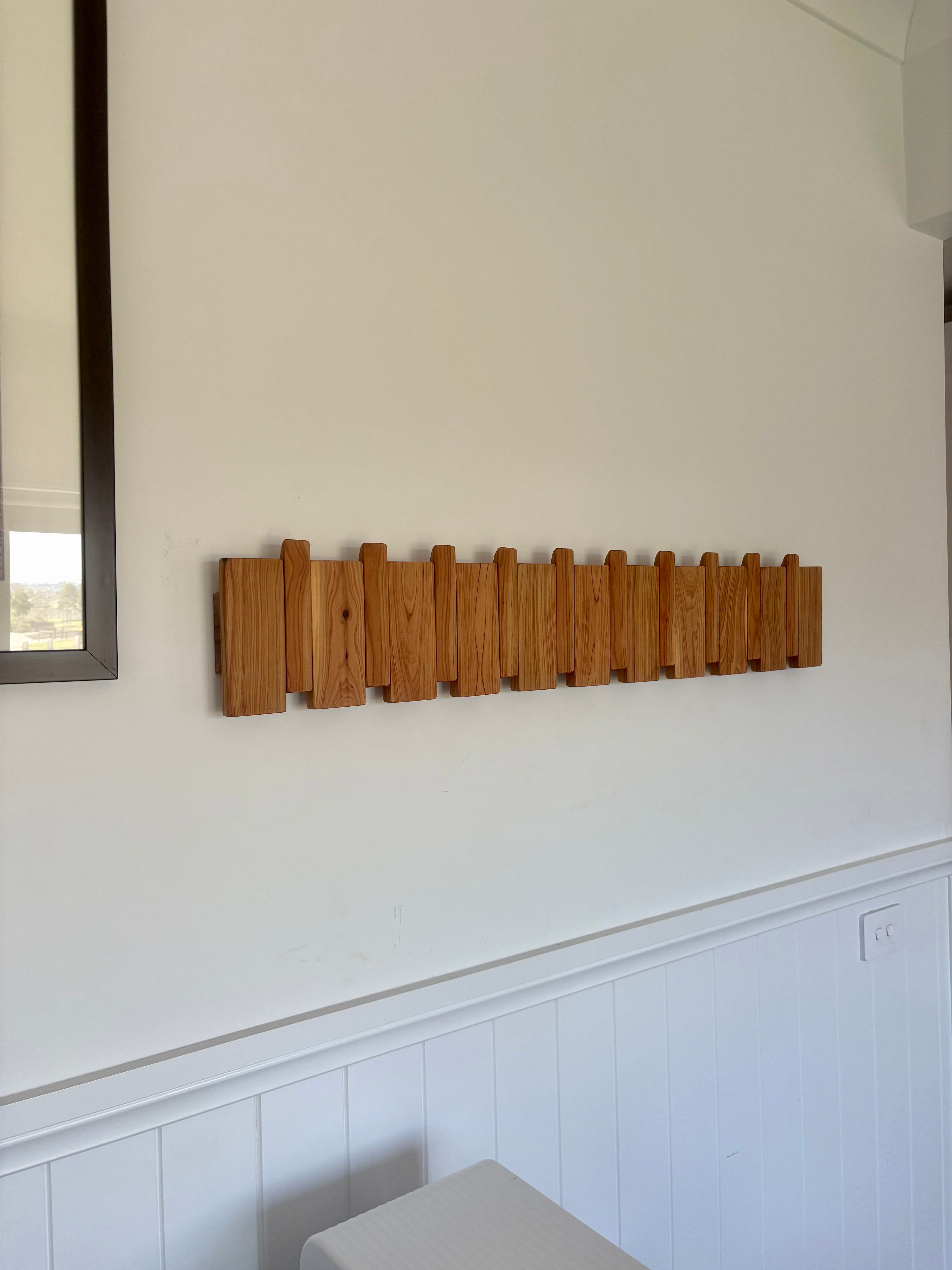 Cypress piano style coat rack extra wide
