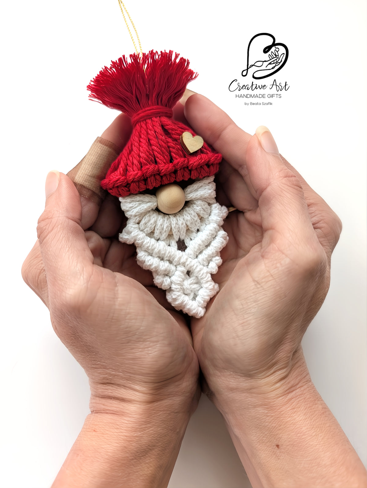Santa Ornament with macrame beard