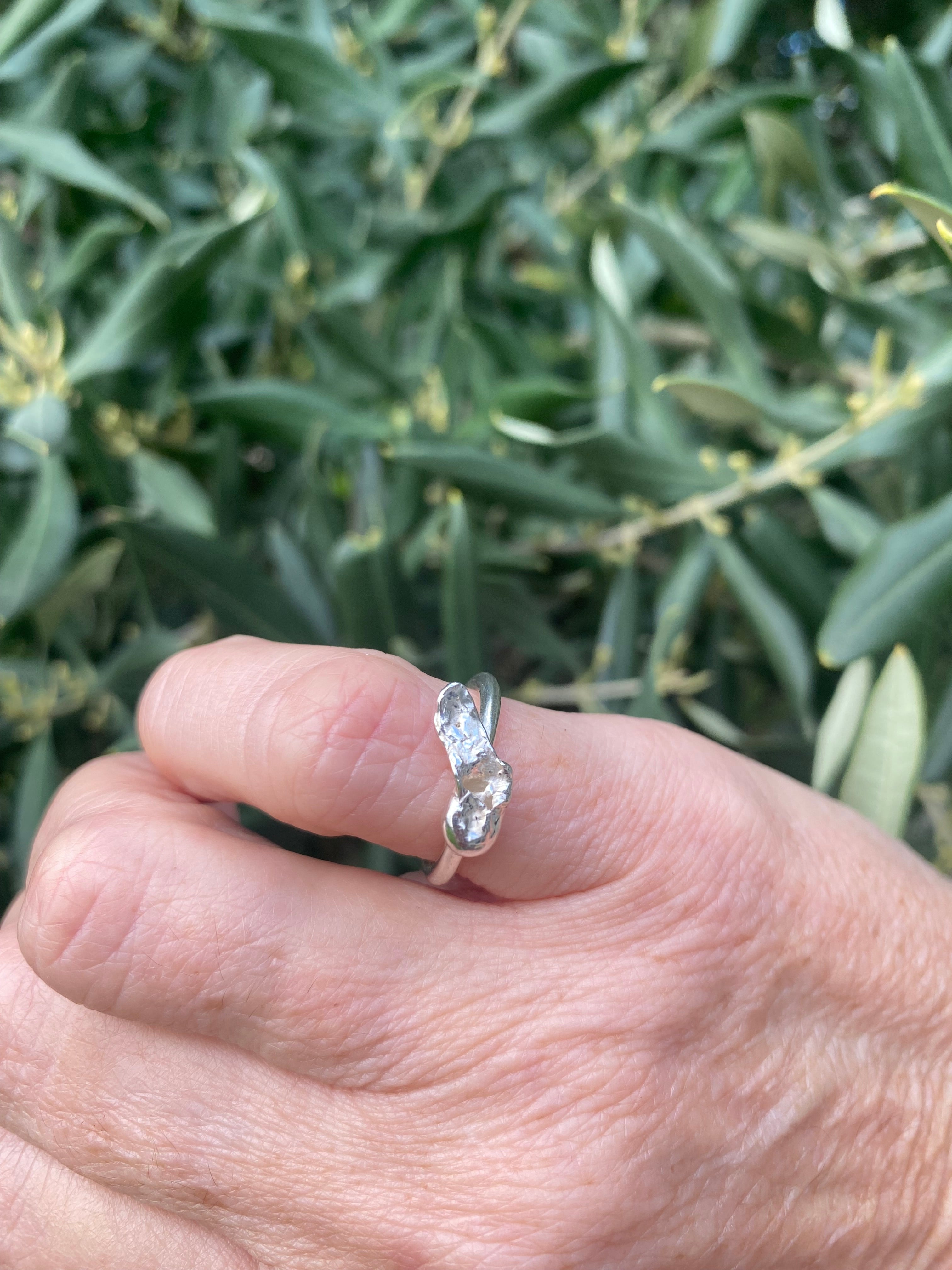 Drift Ring – Water Cast Sterling Silver – Size K