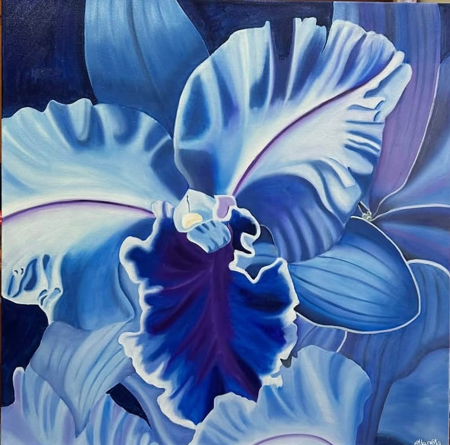 "Azure Whisper" - Orchid - Original Oil Painting - Hand Painted