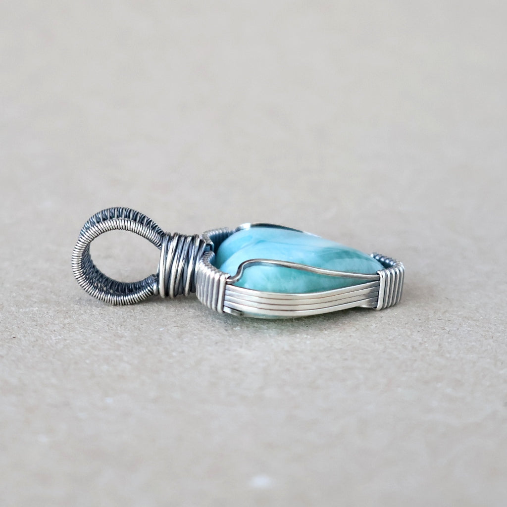 Custom Order - Handcrafted Larimar Heart Pendant - Speak from the Heart Talisman