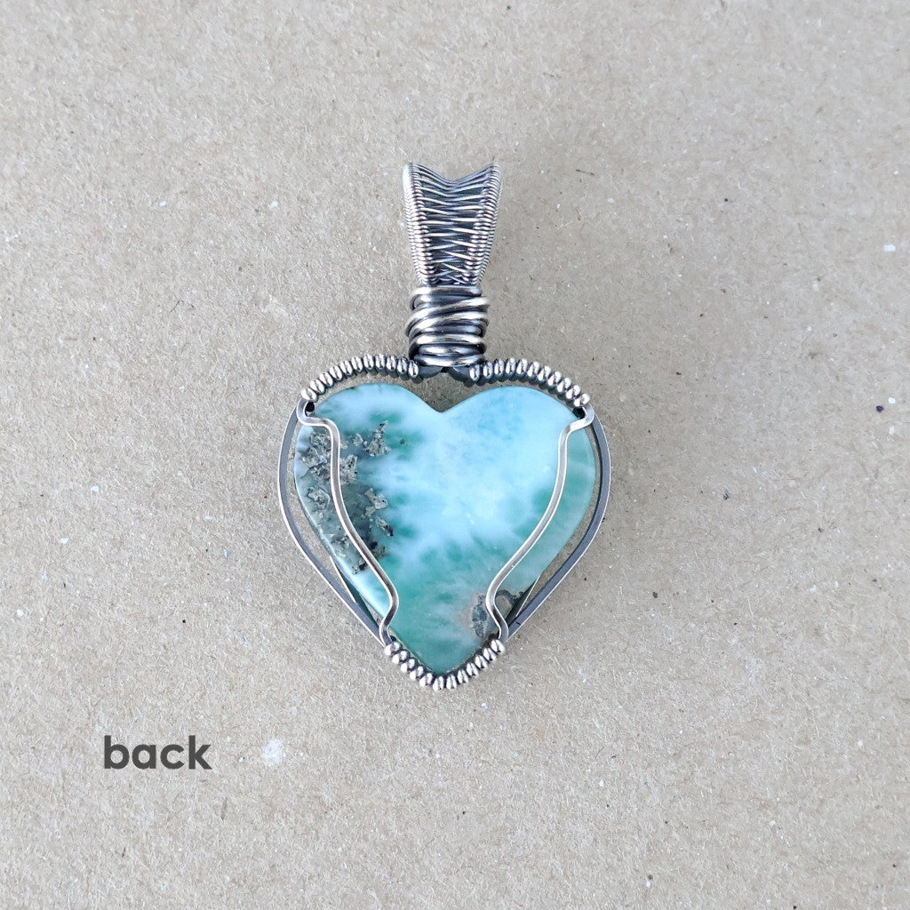 Custom Order - Handcrafted Larimar Heart Pendant - Speak from the Heart Talisman