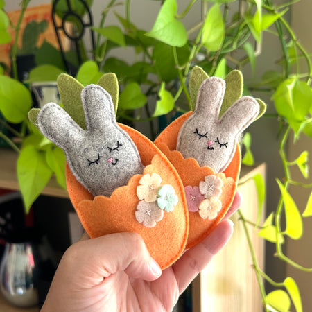 Bunny pocket toy in a carrot, Easter gift