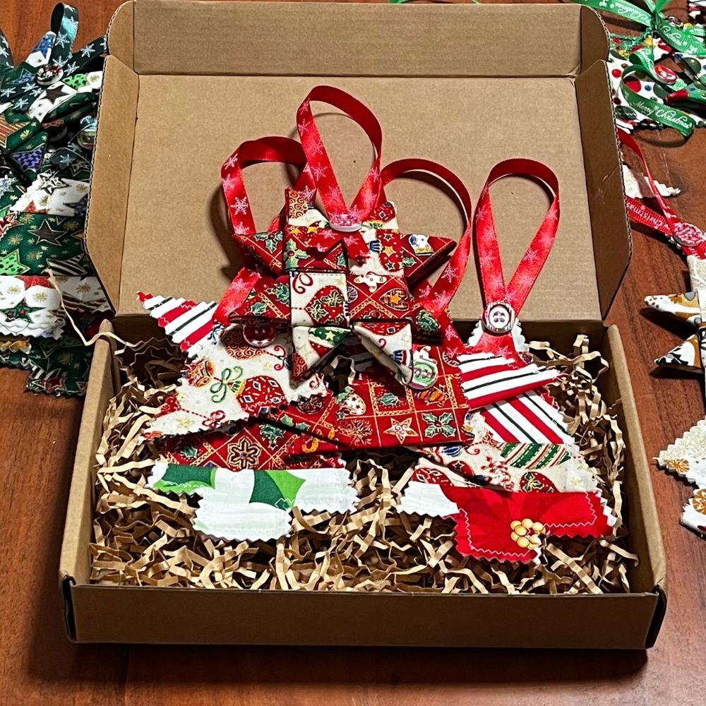 Handmade | Fabric Christmas Decorations | pack of 5 | Red